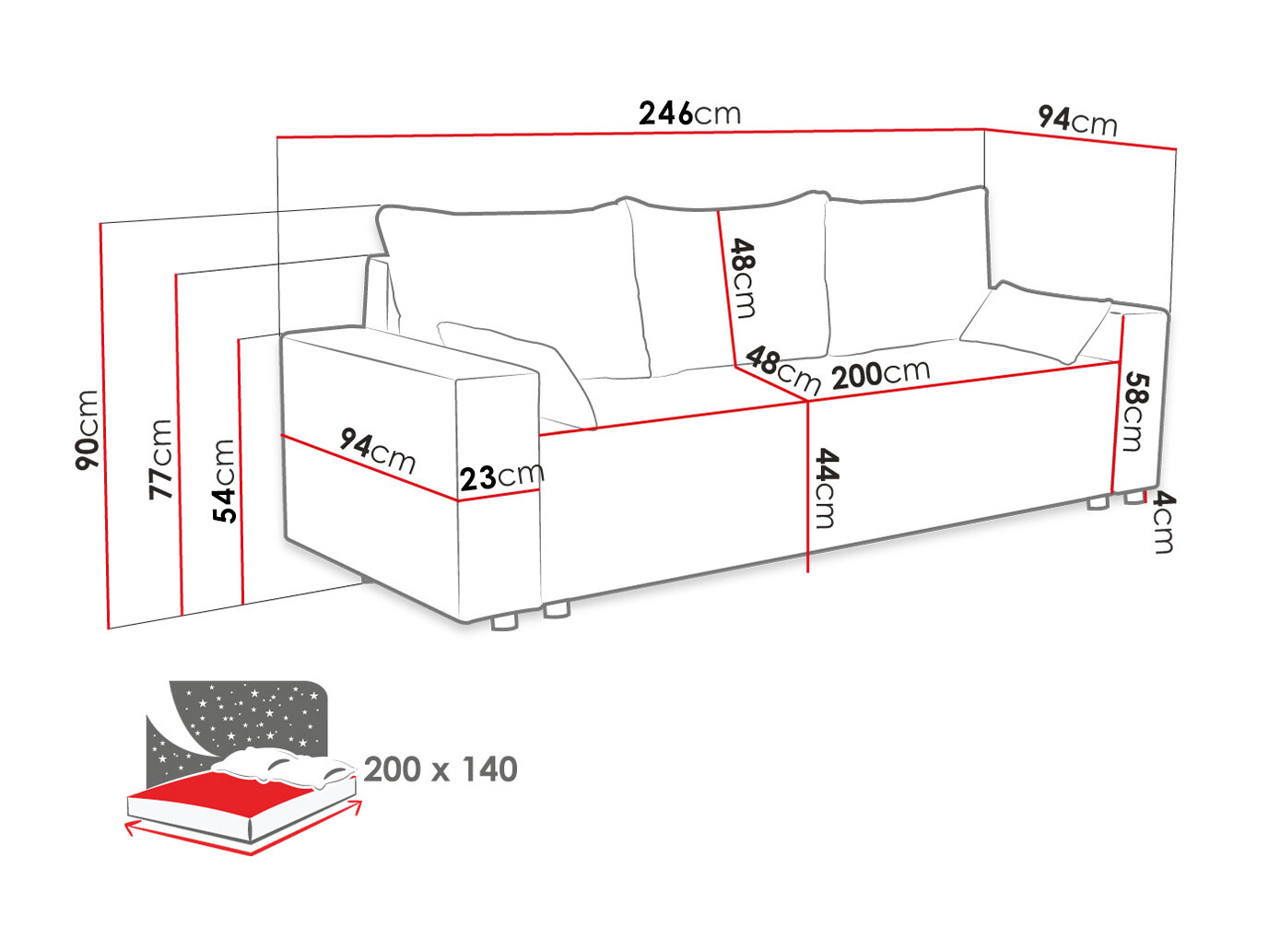 Sofa bed Clovis 104 (Poso 1)