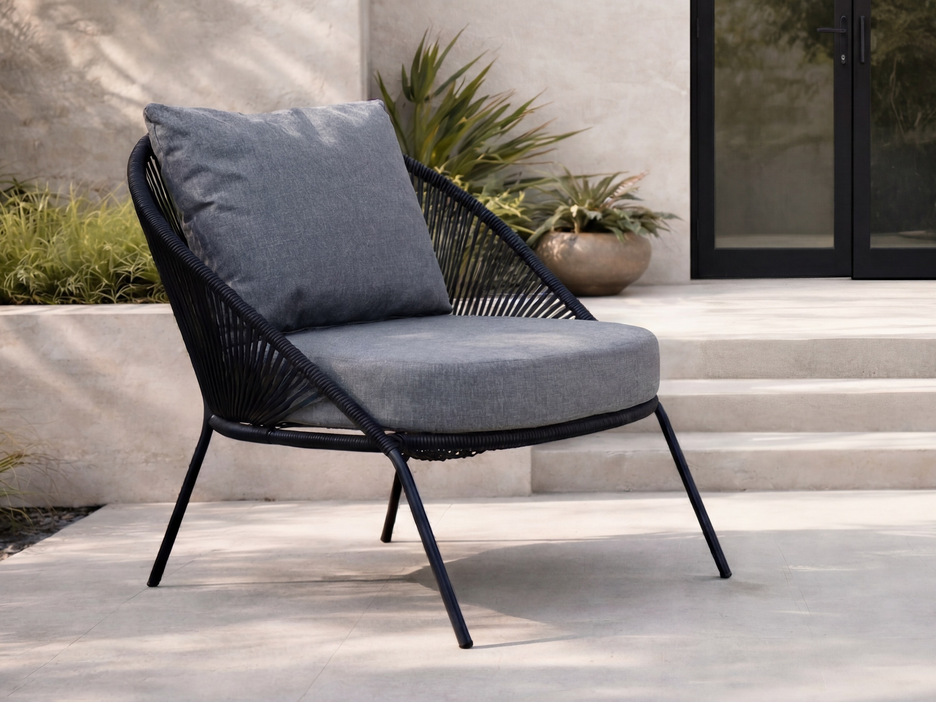 Outdoor armchair Dallas 1079 (Black + Grey)