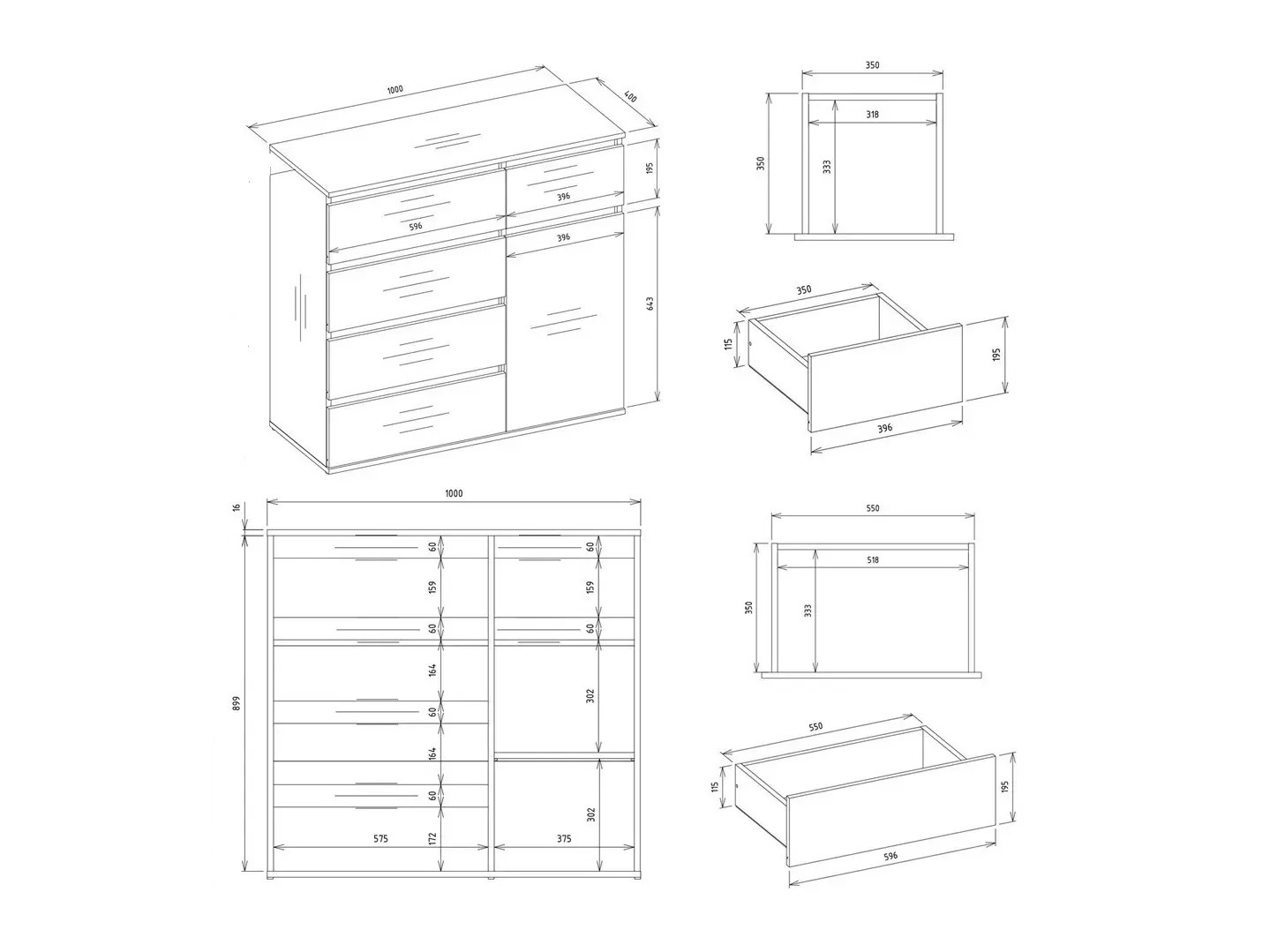 Chest of drawers Elbvelu 136 (White)