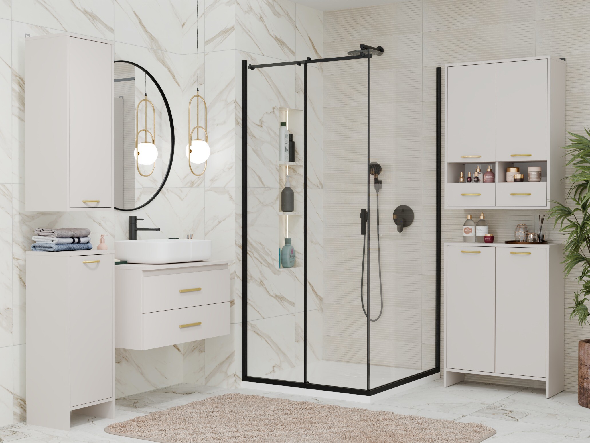 Wall-mounted bathroom cabinet Servou 117 (Cashmere)