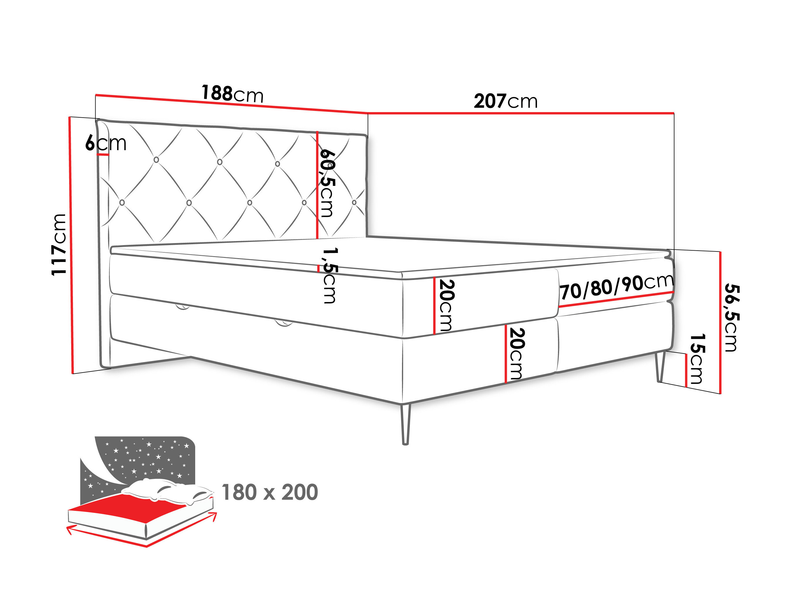 Continental bed ComfiDream Myrel (Verita 16)