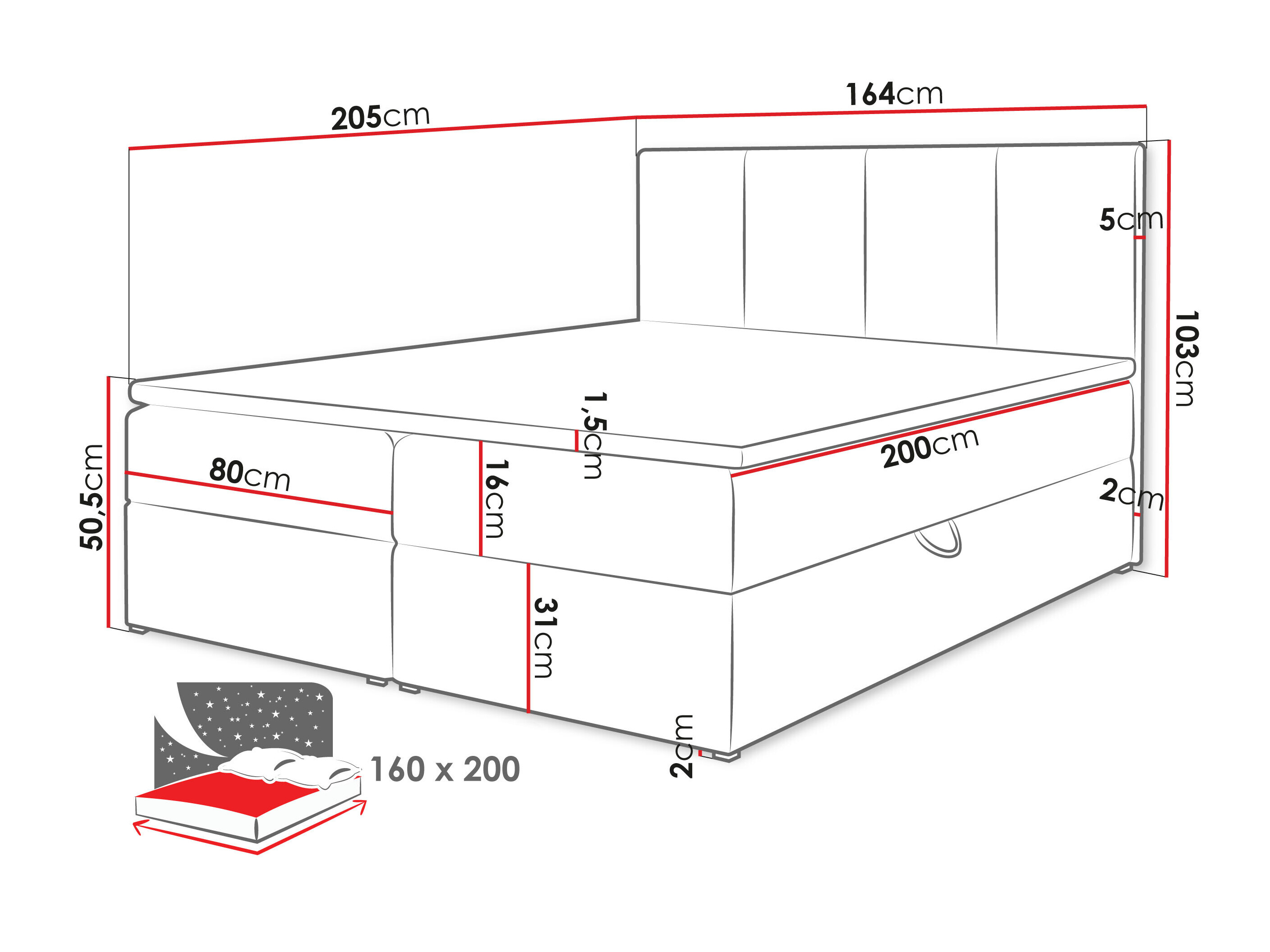 Continental bed Oppidum (Polo 889)