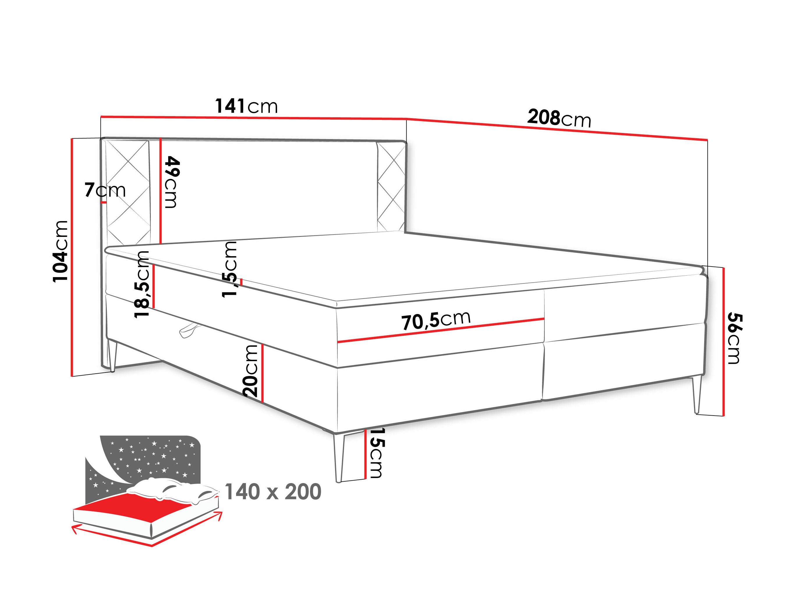 Continental bed Providence 200 (Polo 872)