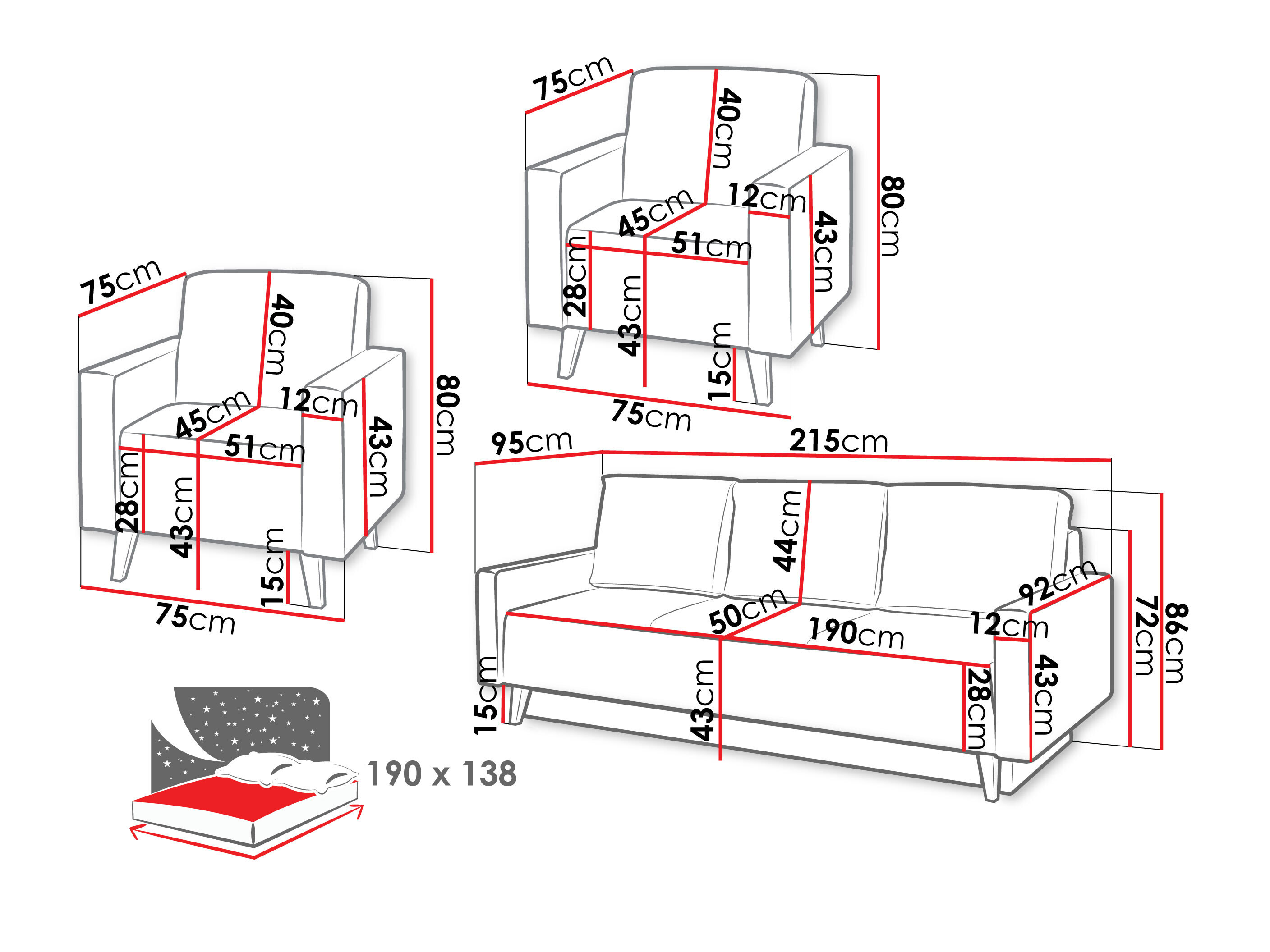 Upholstered furniture set Delbene 133 (Verita 53)