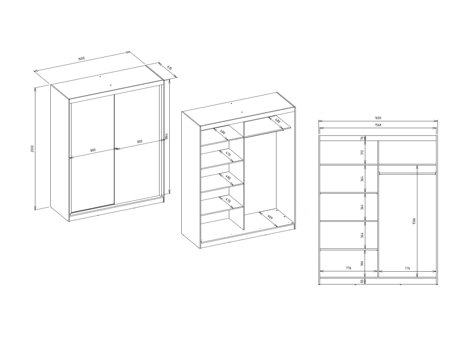 Wardrobe Mandeville 383 (Artisan oak + Anthracite)