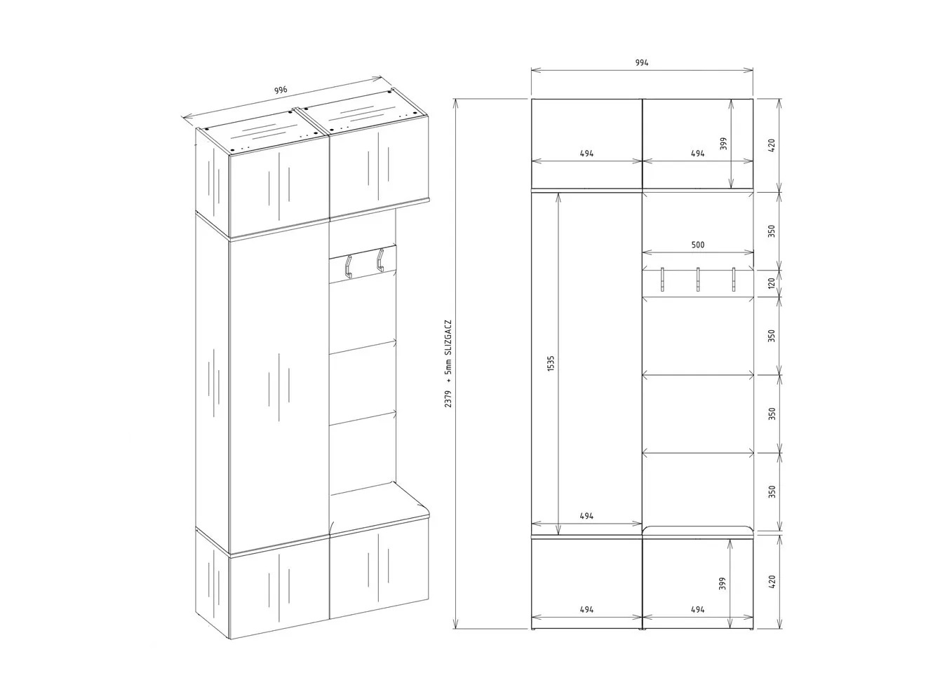 Hallway set Domtori 100 (Sonoma oak)