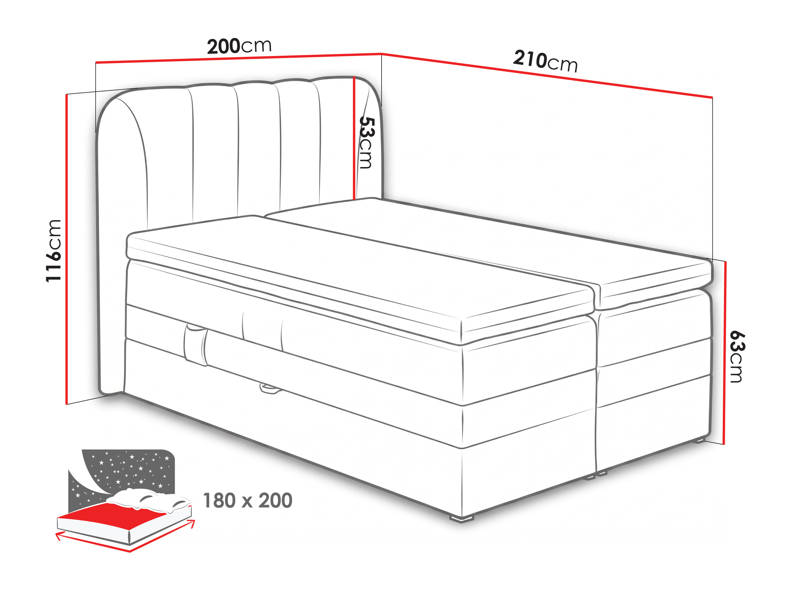 Continental bed Norman 127 (Allegro shark)