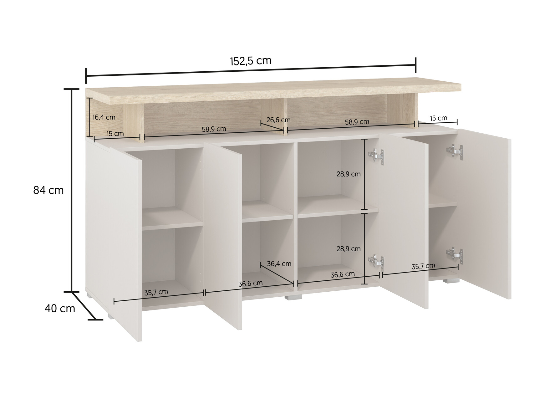 Sideboard Virvele 100 (Cashmere + Light oak)