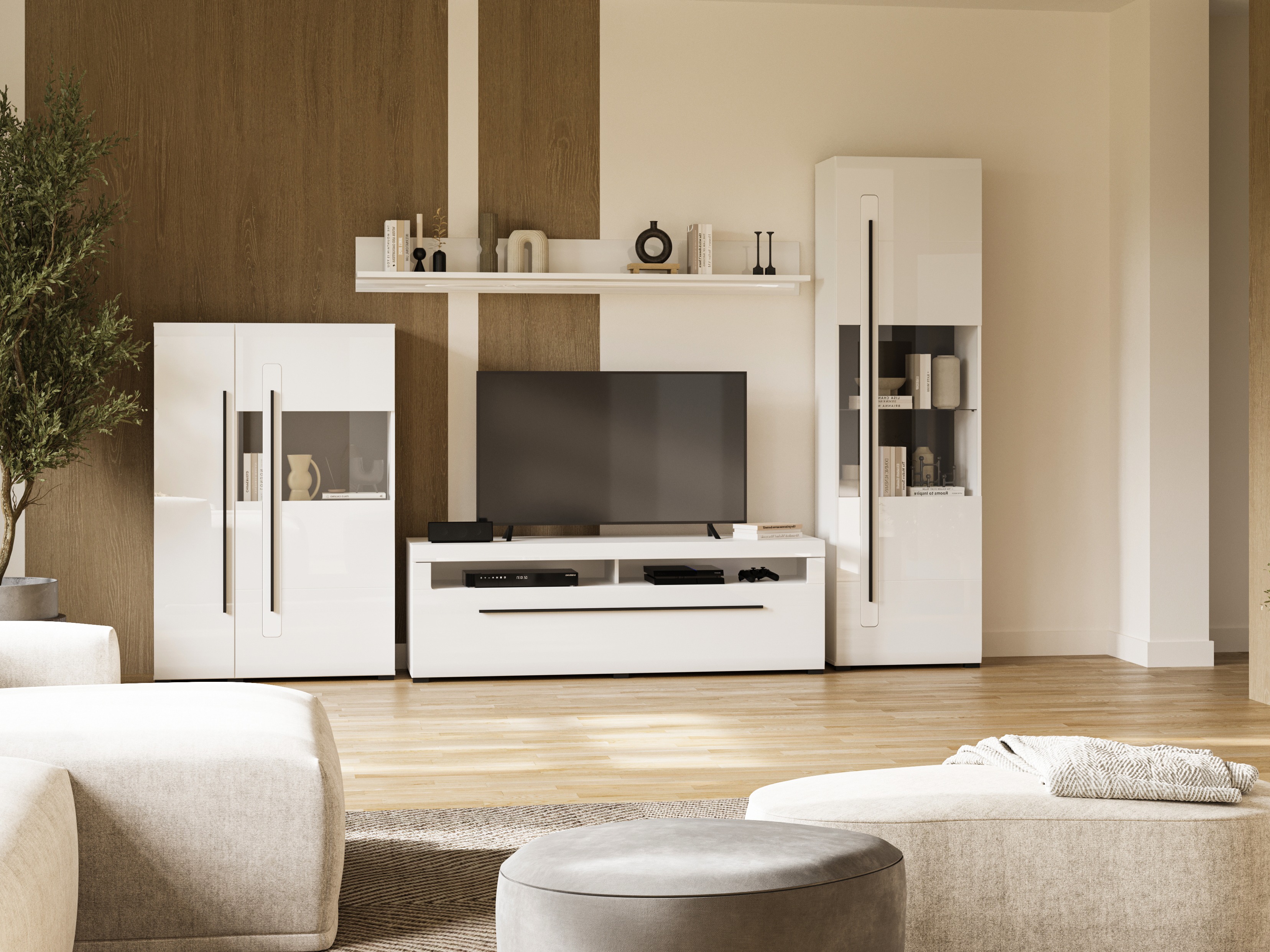 Wall shelf Ophsalu 101 (White + Glossy white)