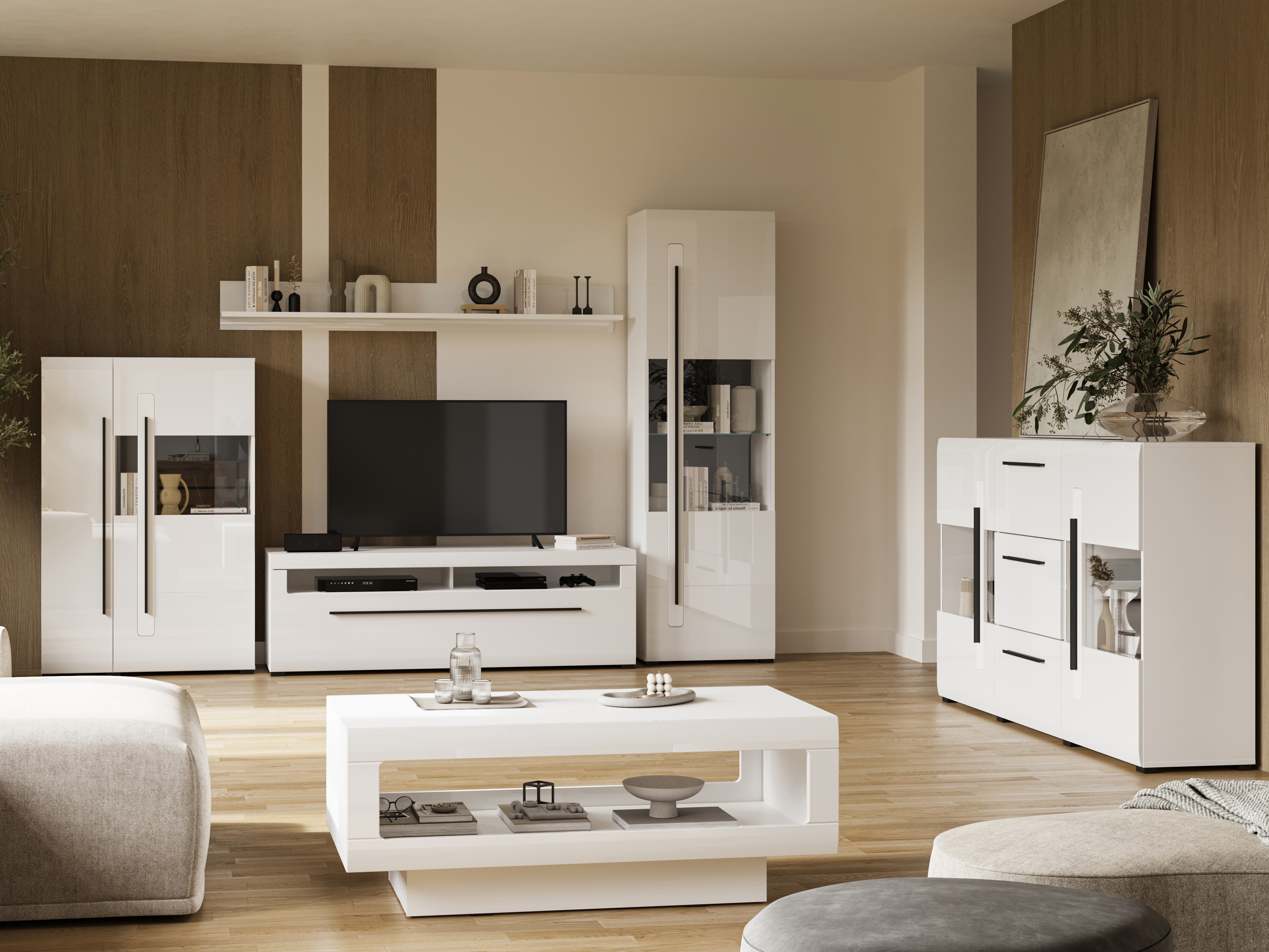 Chest of drawers Ophsalu 106 (White + Glossy white)