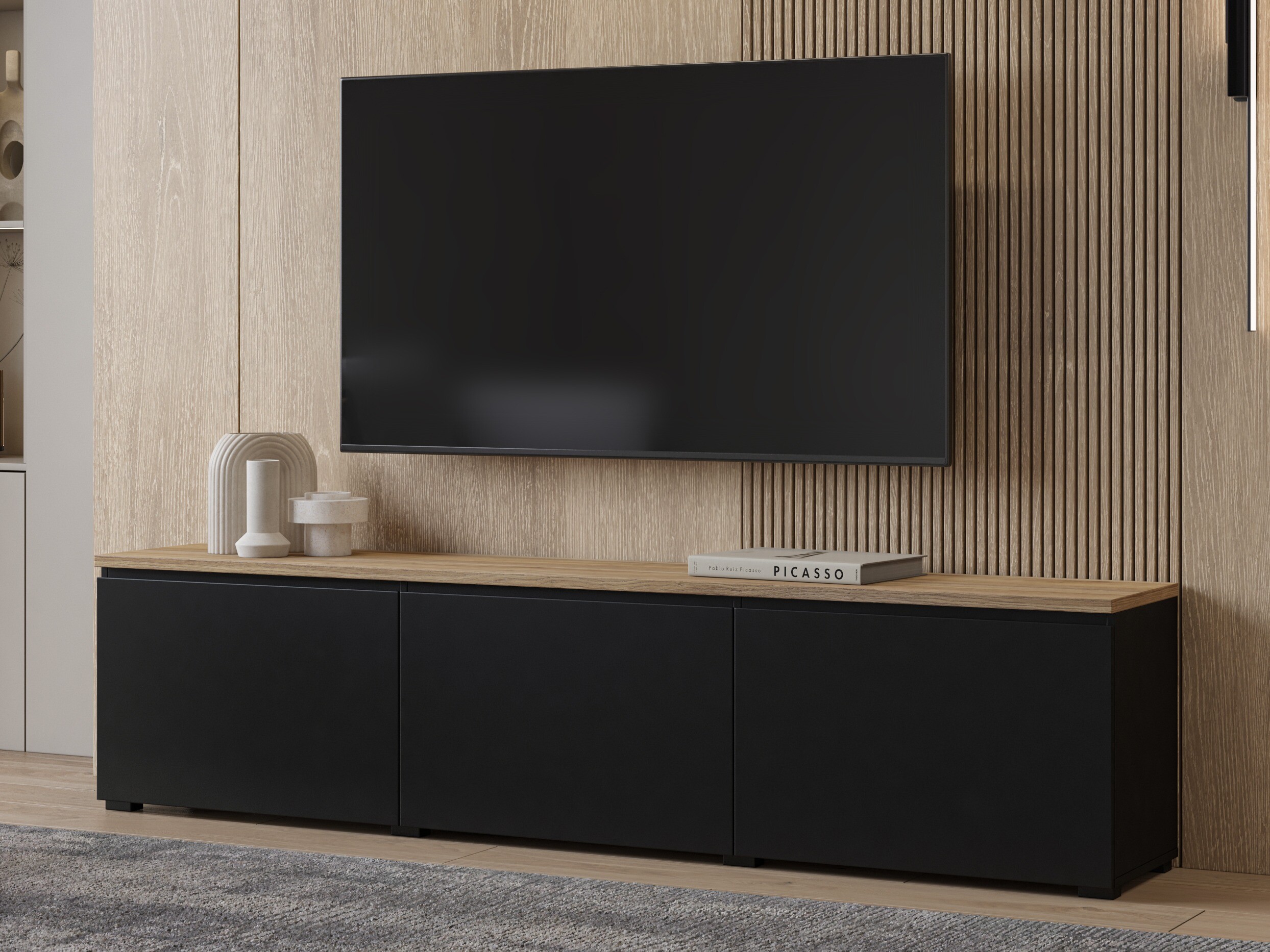 TV stand Baletu 115 (Black + Oak)