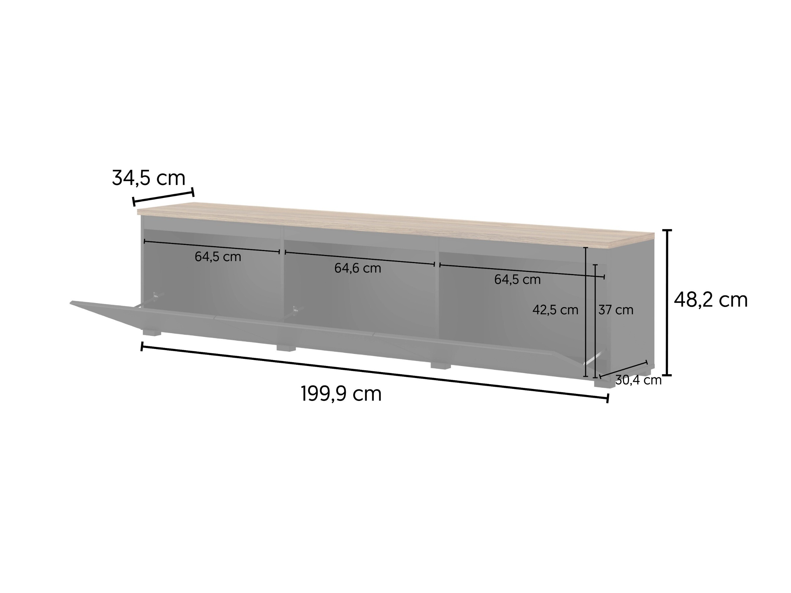 TV stand Baletu 115 (Black + Oak)