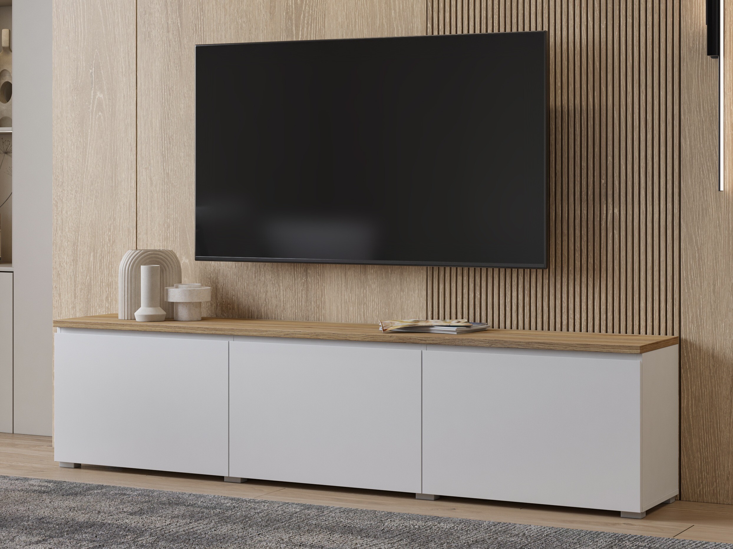 TV stand Baletu 115 (White + Oak)