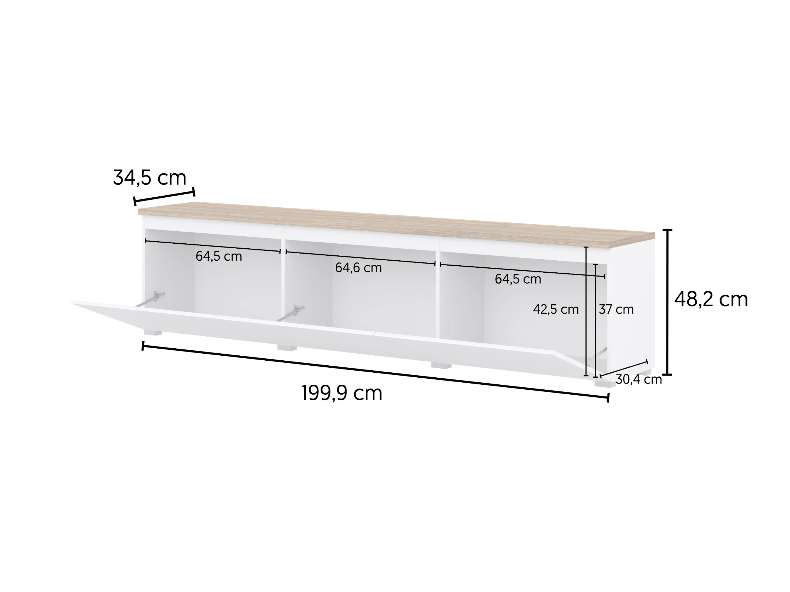 TV stand Baletu 115 (White + Oak)