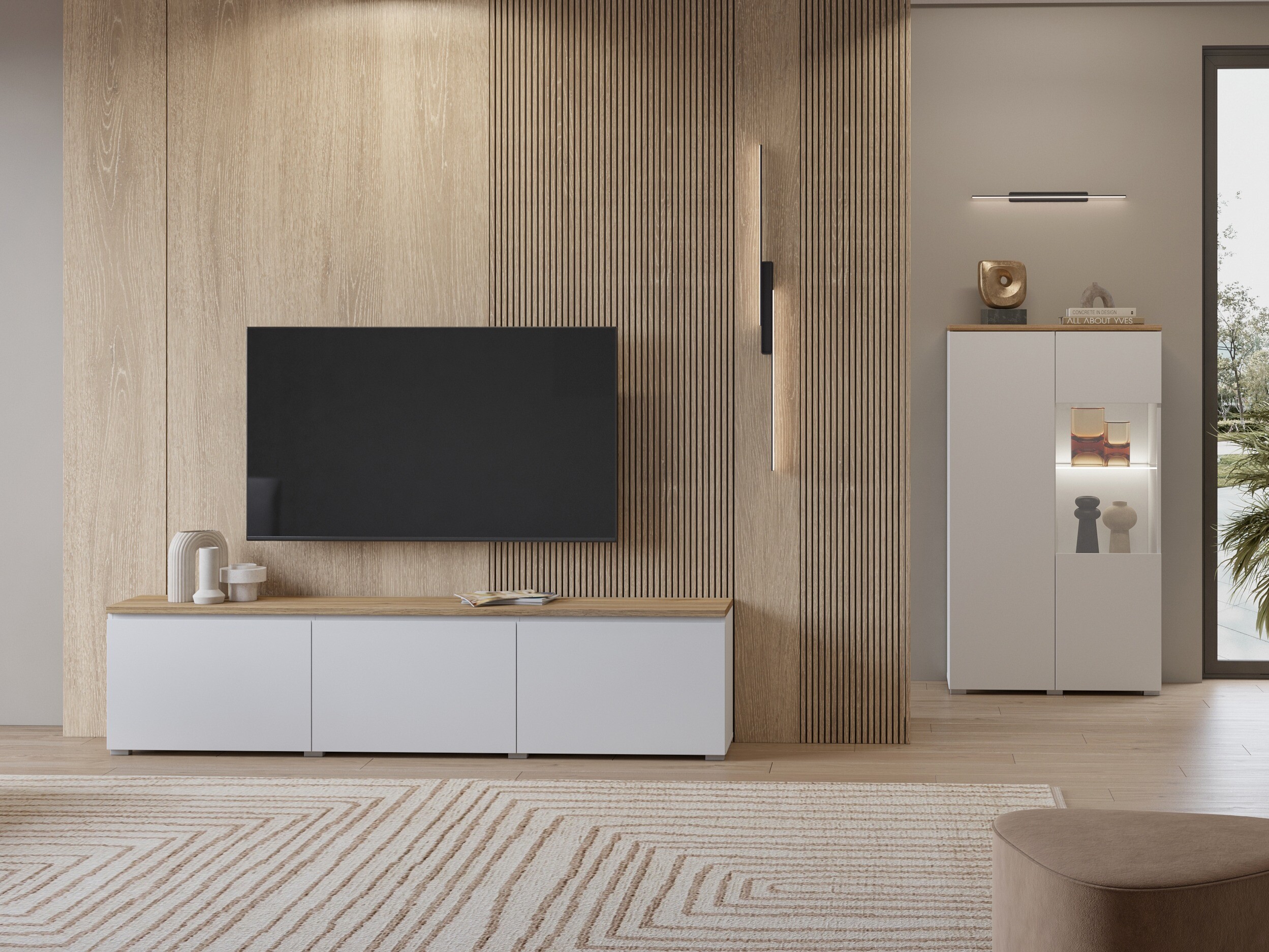 TV stand Baletu 115 (White + Oak)