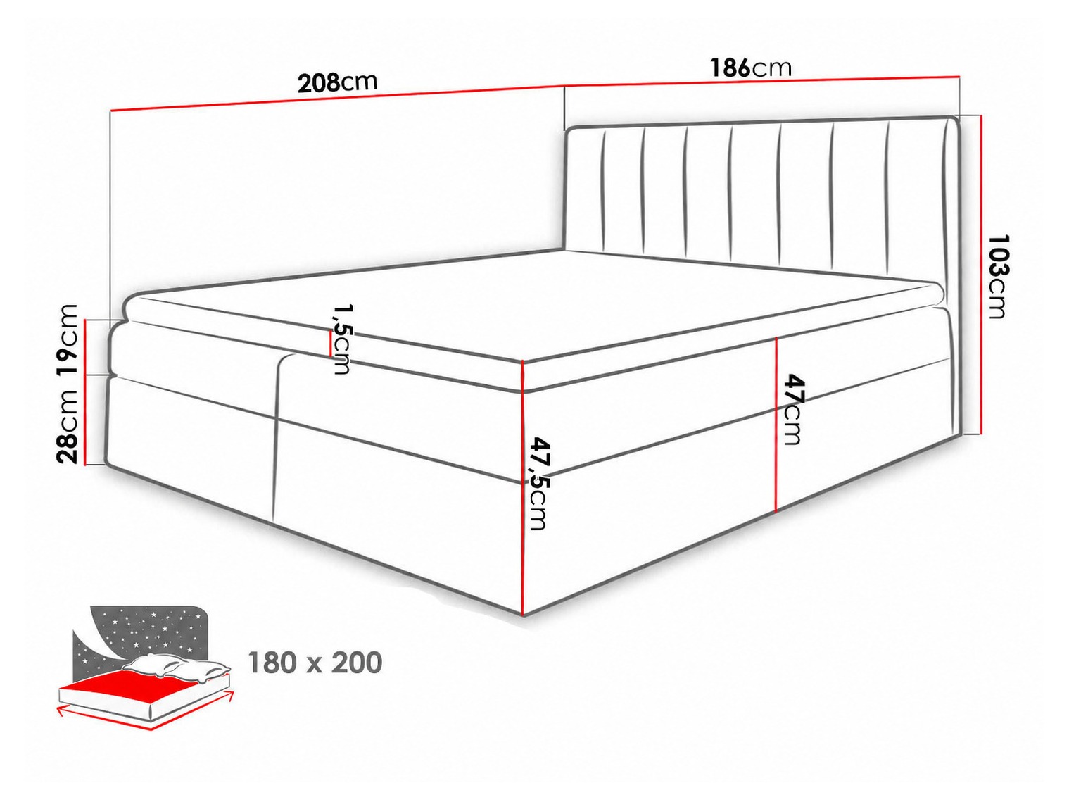 Continental bed Culina (Soft 011 + Ikar 01)