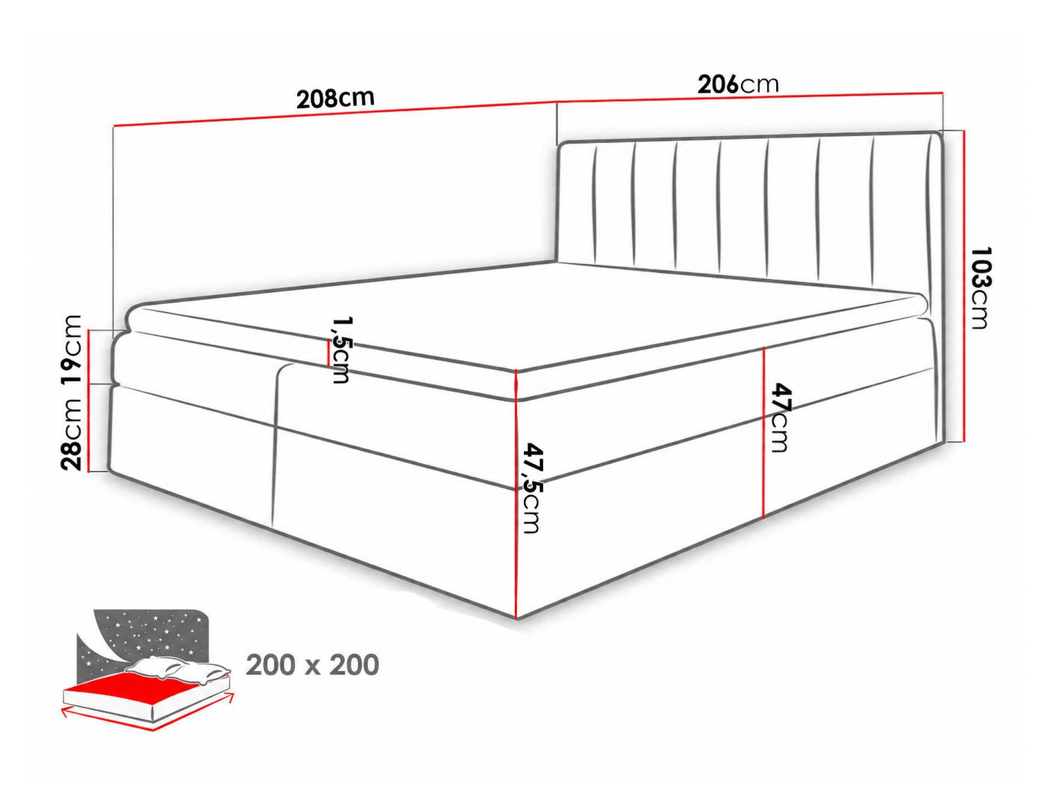 Continental bed Culina (Soft 011 + Ikar 01)