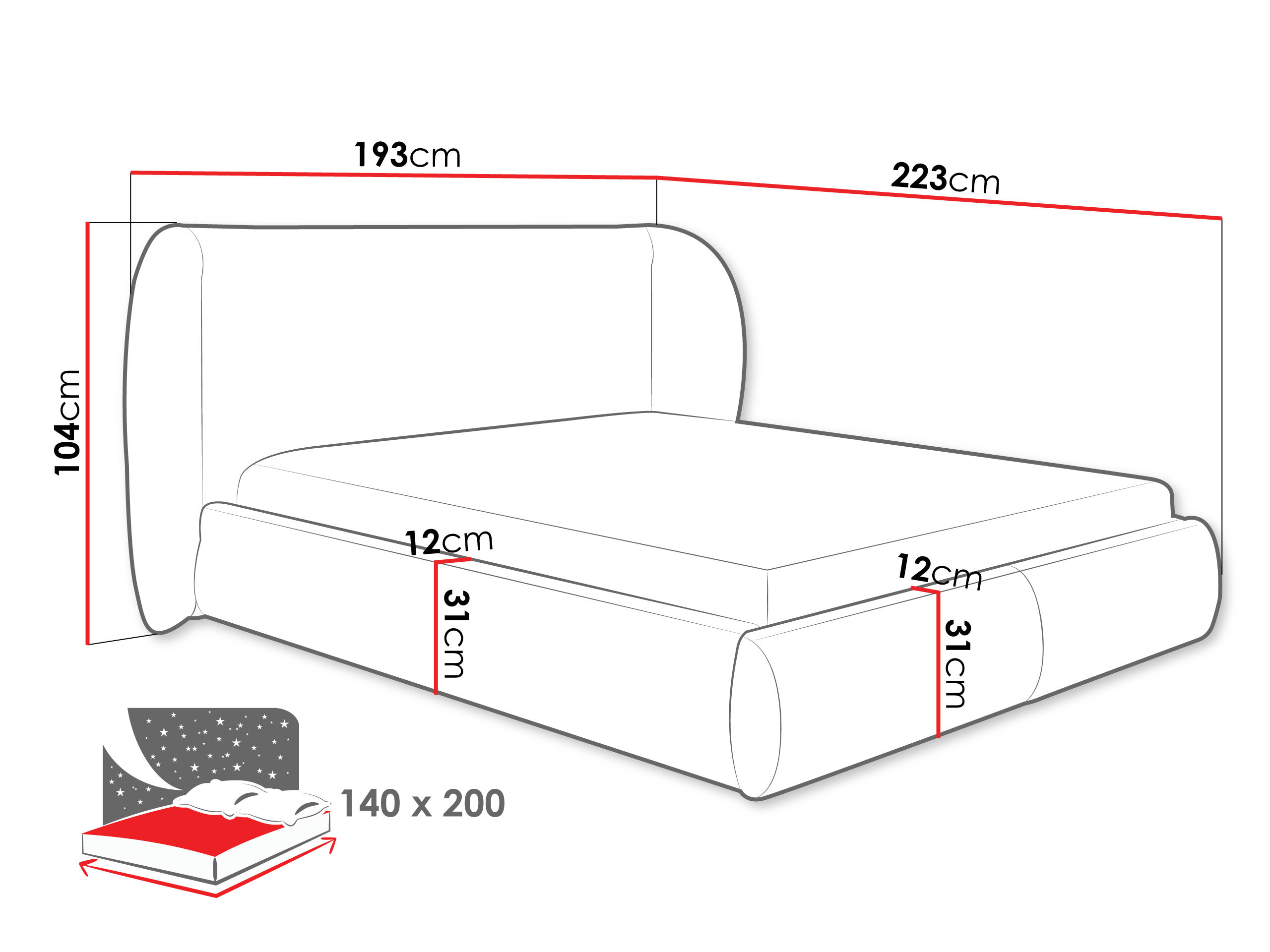 Bed TrendyNest Urbio (Bella 65)