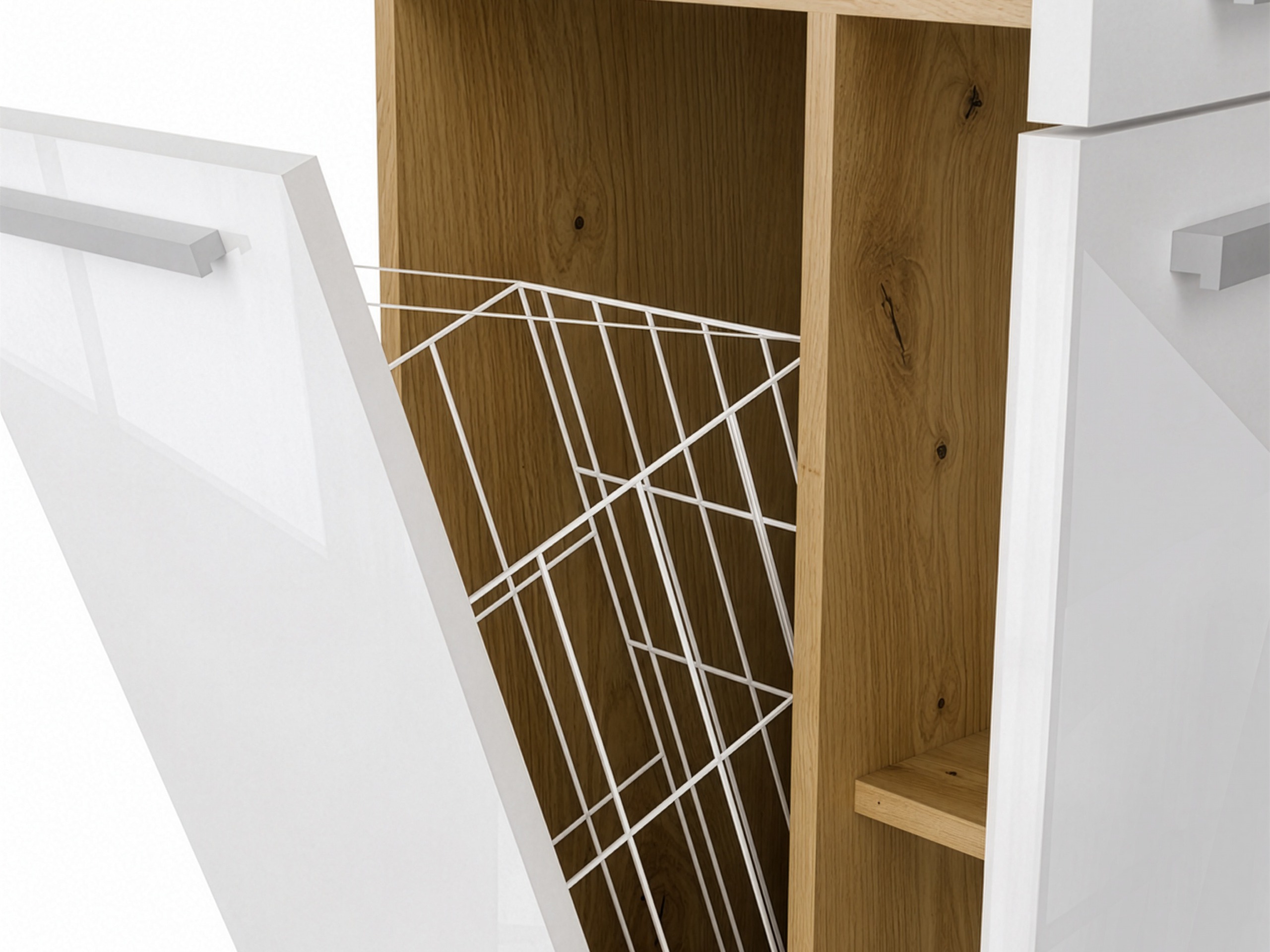 Standing bathroom cabinet Nolmaru 100 (Artisan oak + Glossy white)