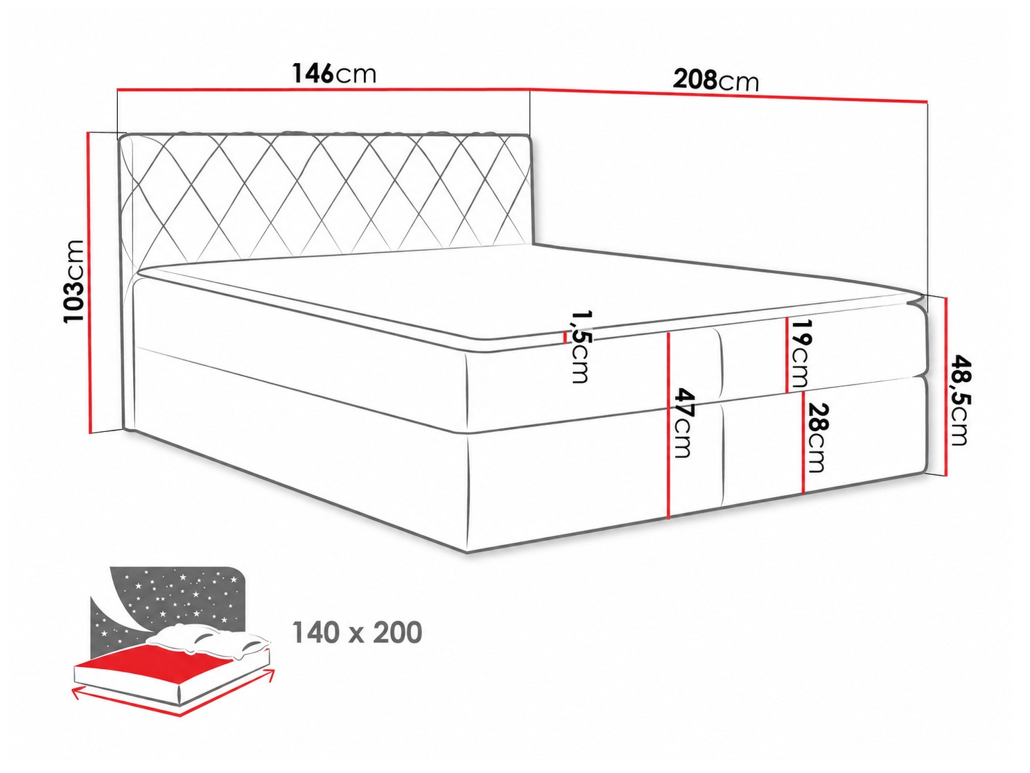 Continental bed Genus (Velluto 10)