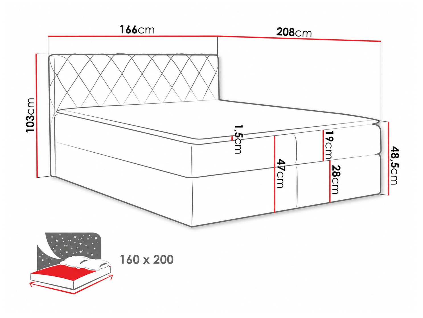 Continental bed Genus (Velluto 10)