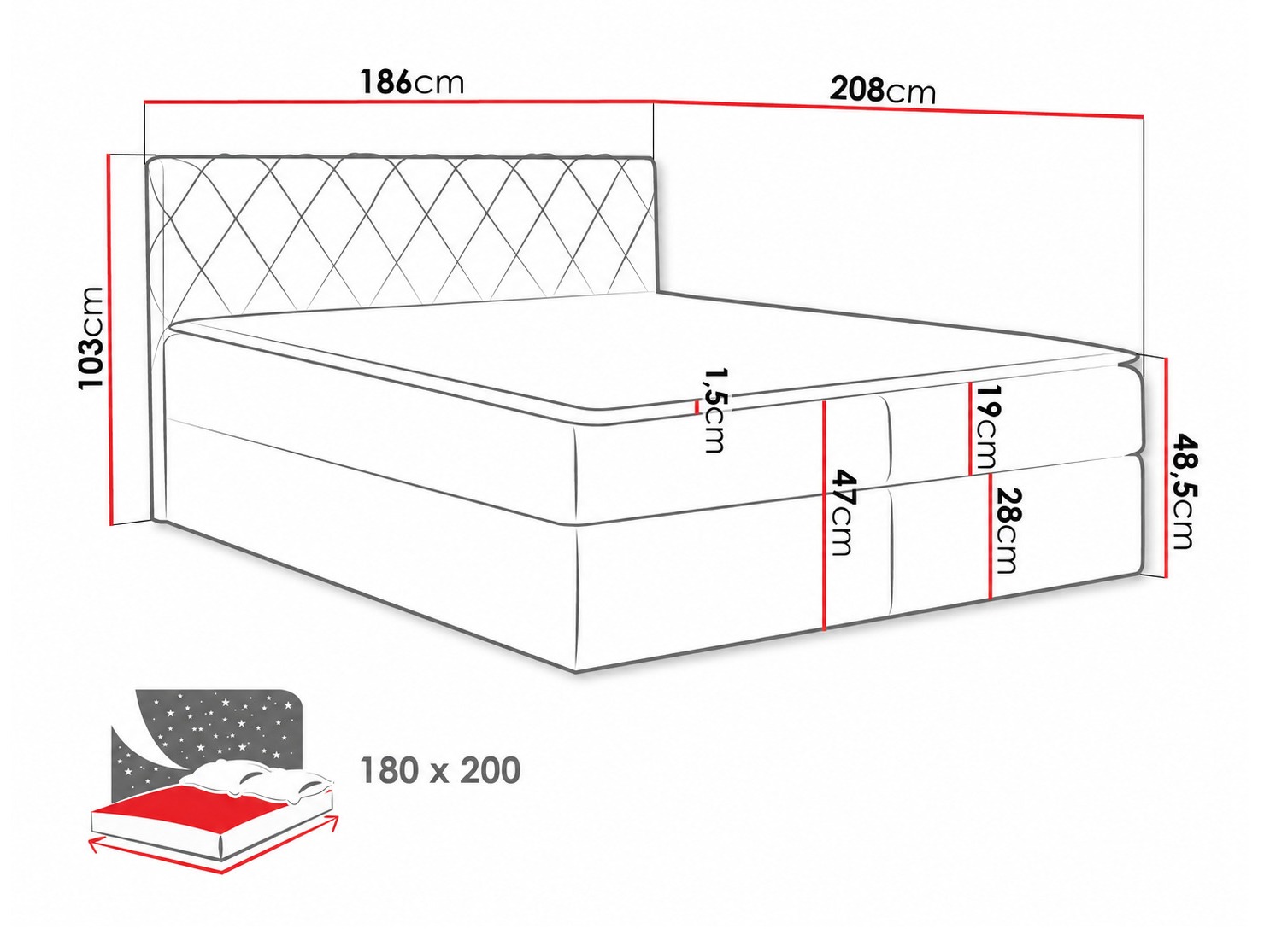 Continental bed Genus (Velluto 10)