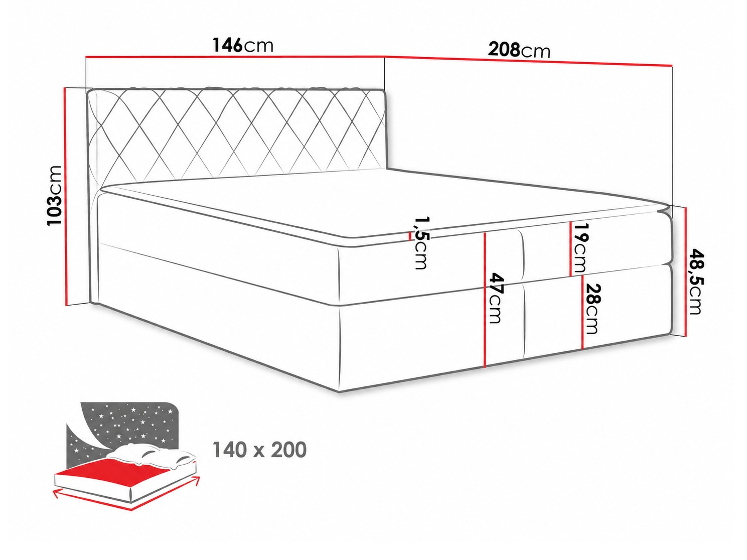 Continental bed Genus (Velluto 3)