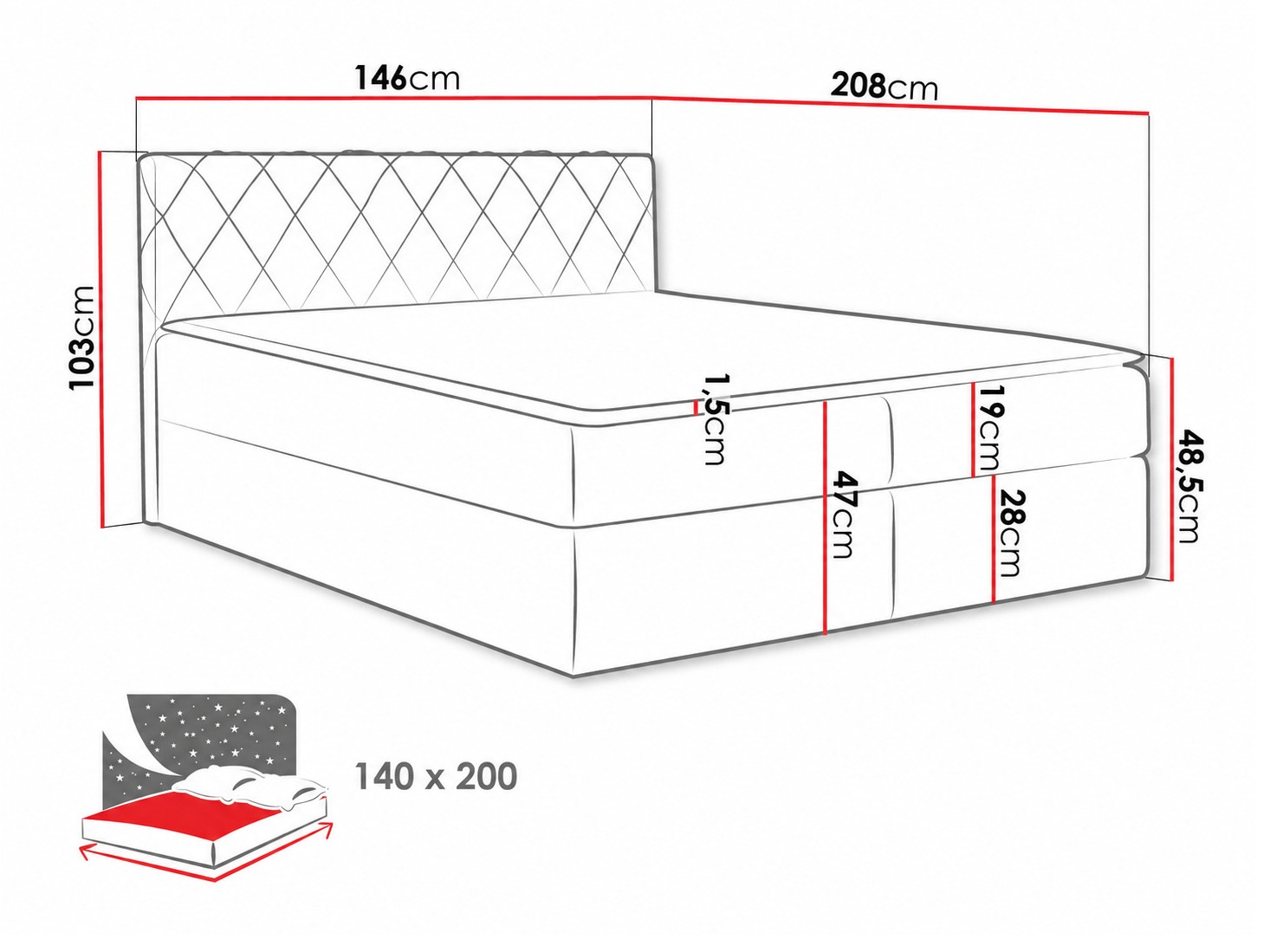 Continental bed Genus (Velluto 7)