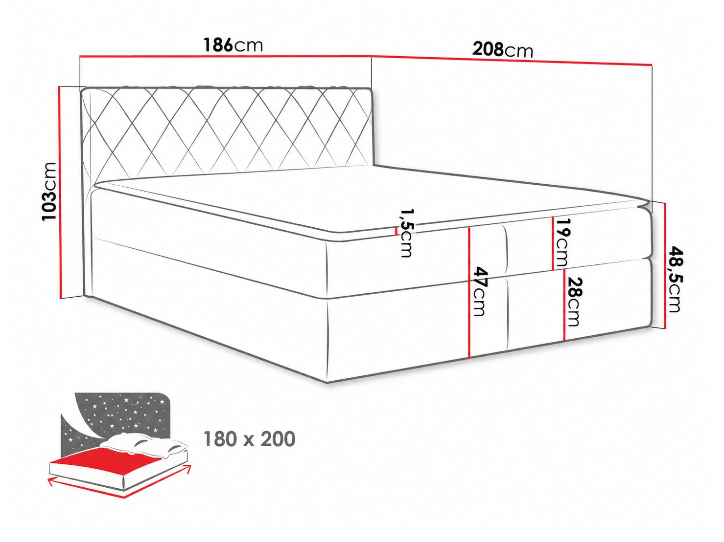 Continental bed Genus (Velluto 7)
