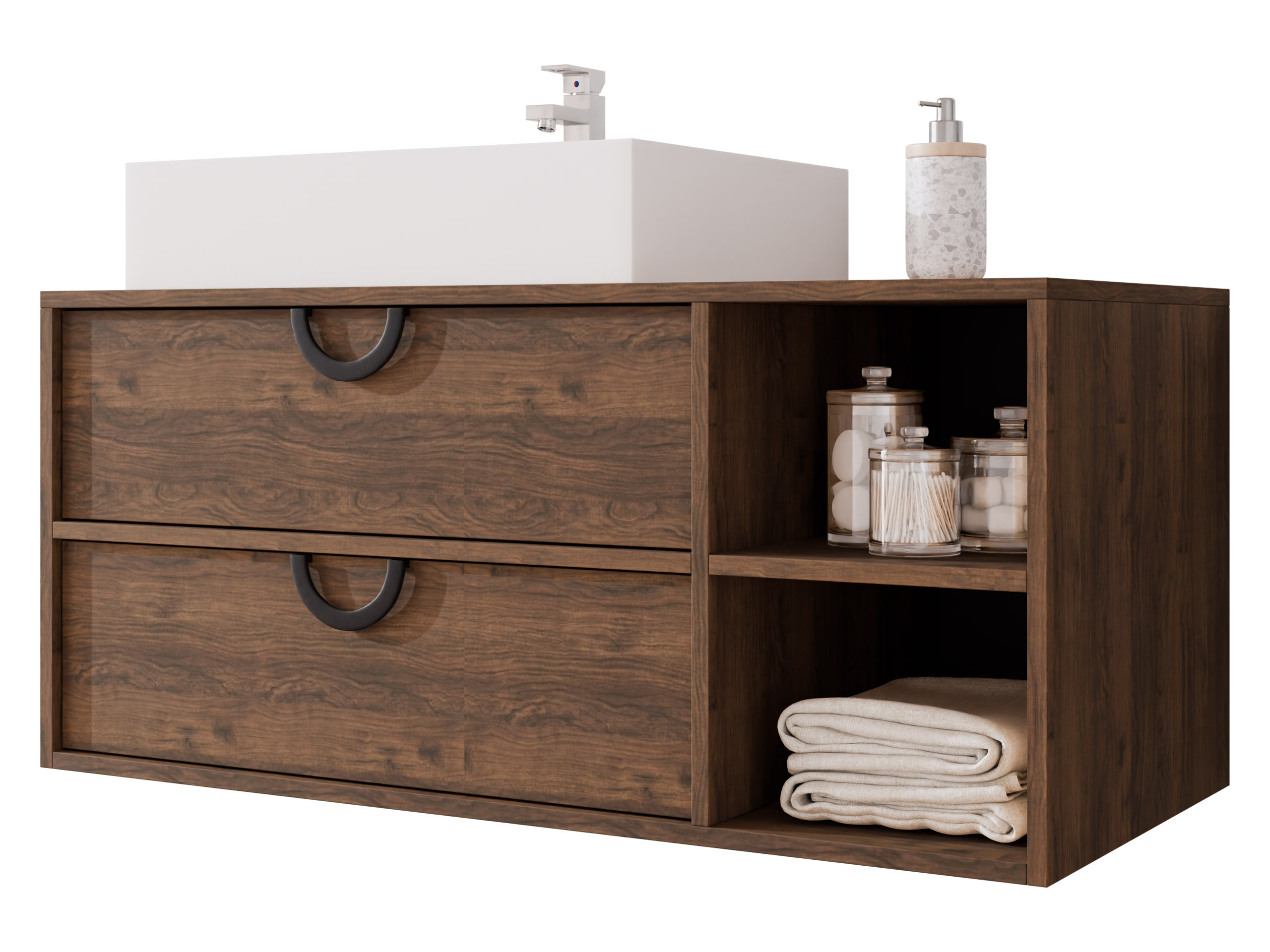 Wall-mounted bathroom cabinet for washbasin Sodalis (Walnut)