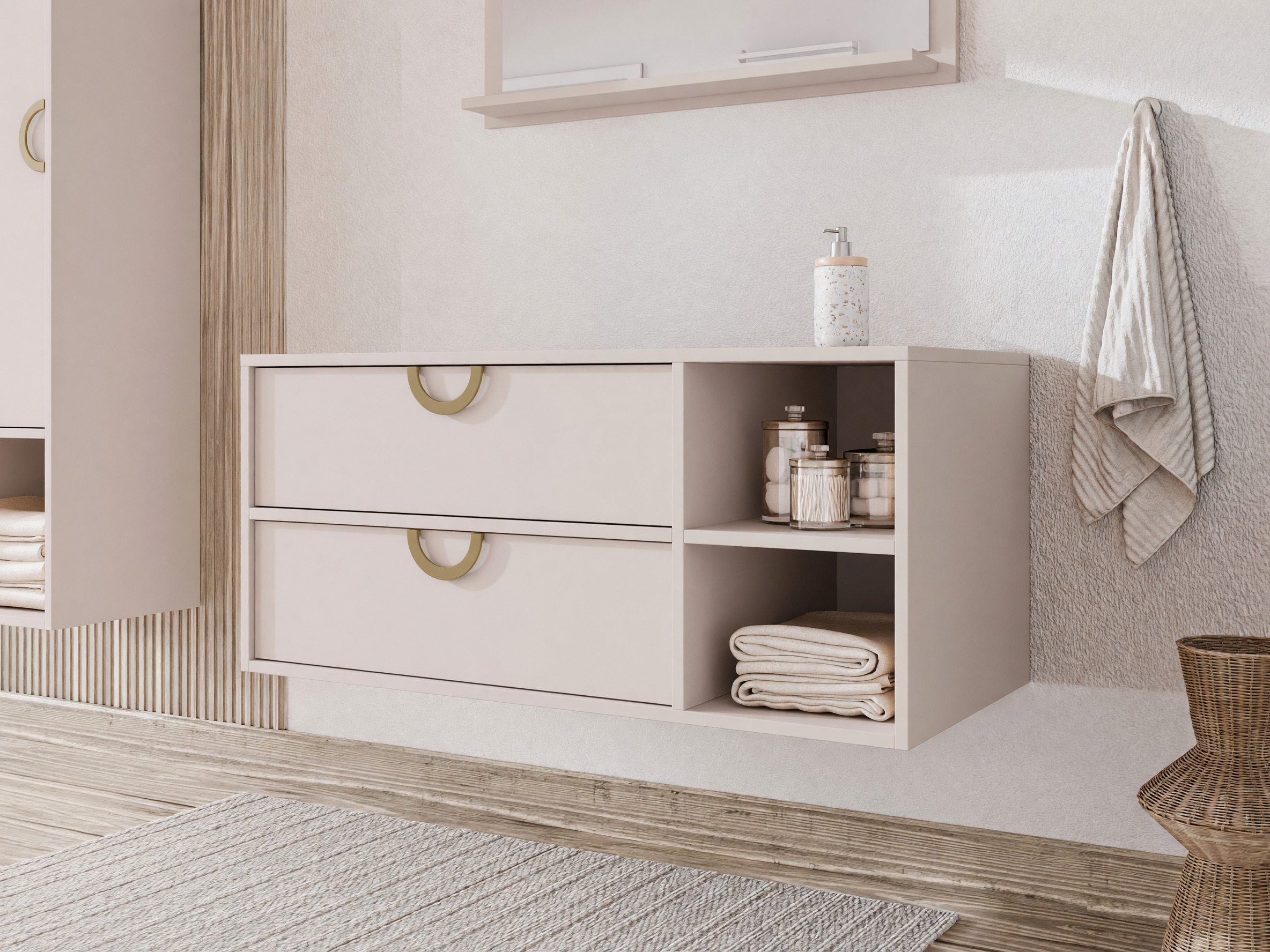 Wall-mounted bathroom cabinet for washbasin Sodalis (Cashmere)