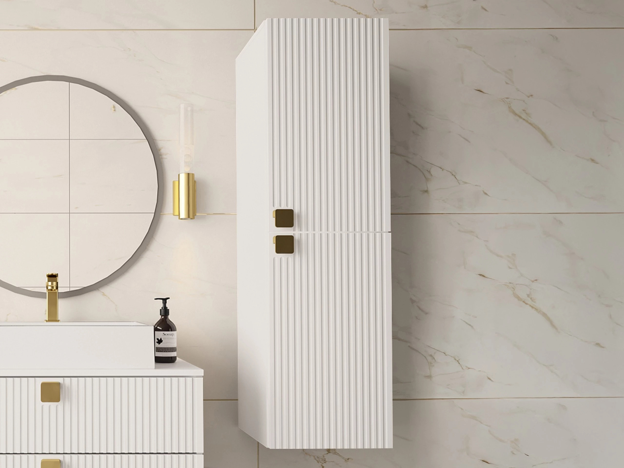 Wall-mounted bathroom cabinet Panium (White)