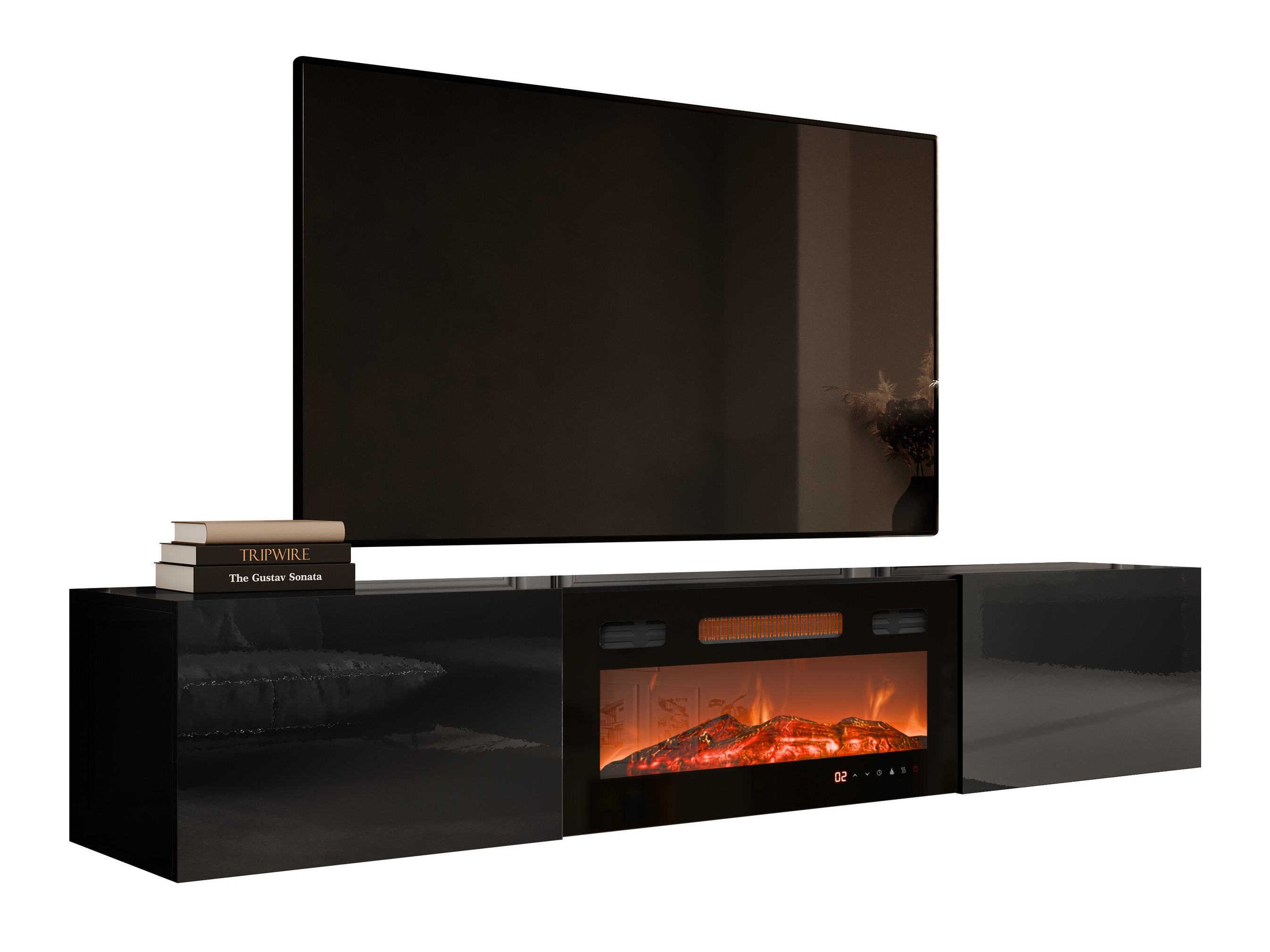 TV stand Imago I (Black + Glossy black)