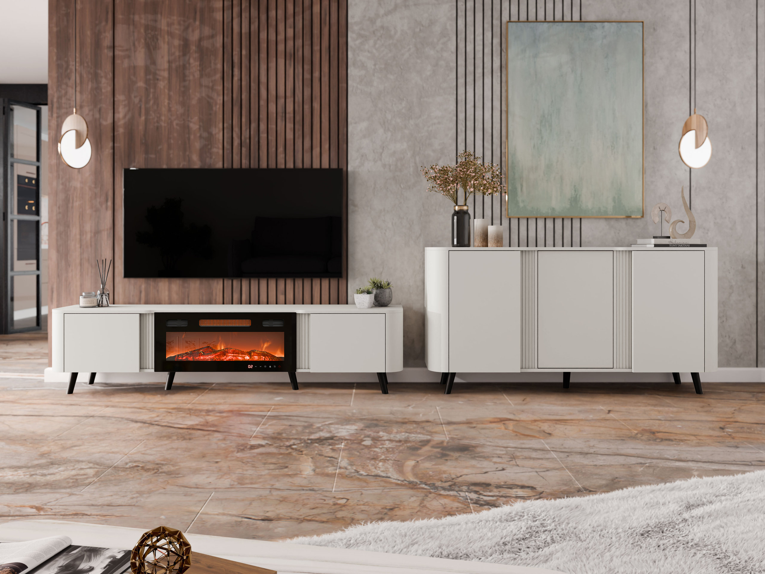 TV stand Modus (Cashmere + Black)