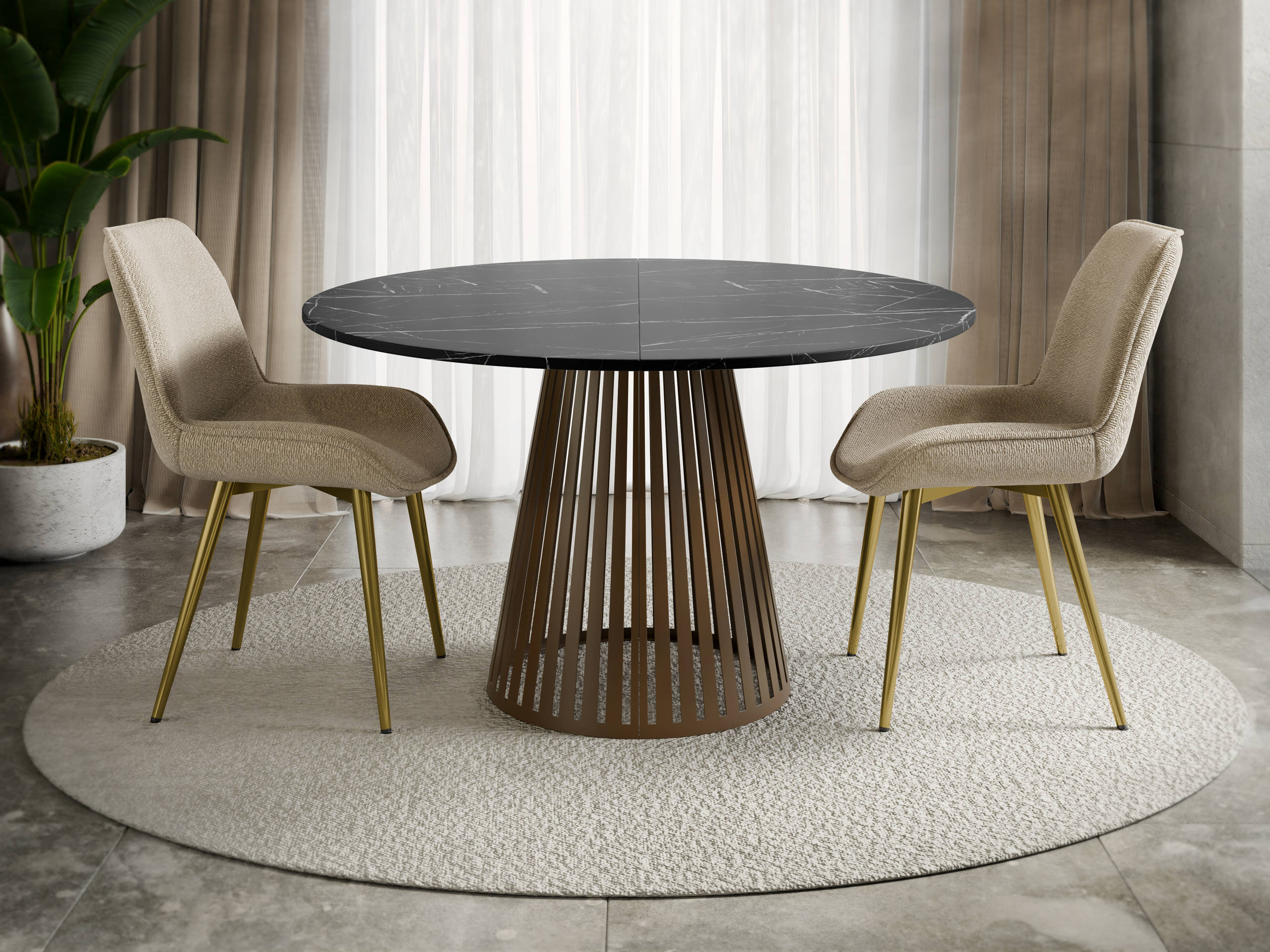 Table Prudentia II (Black marble + Brown)