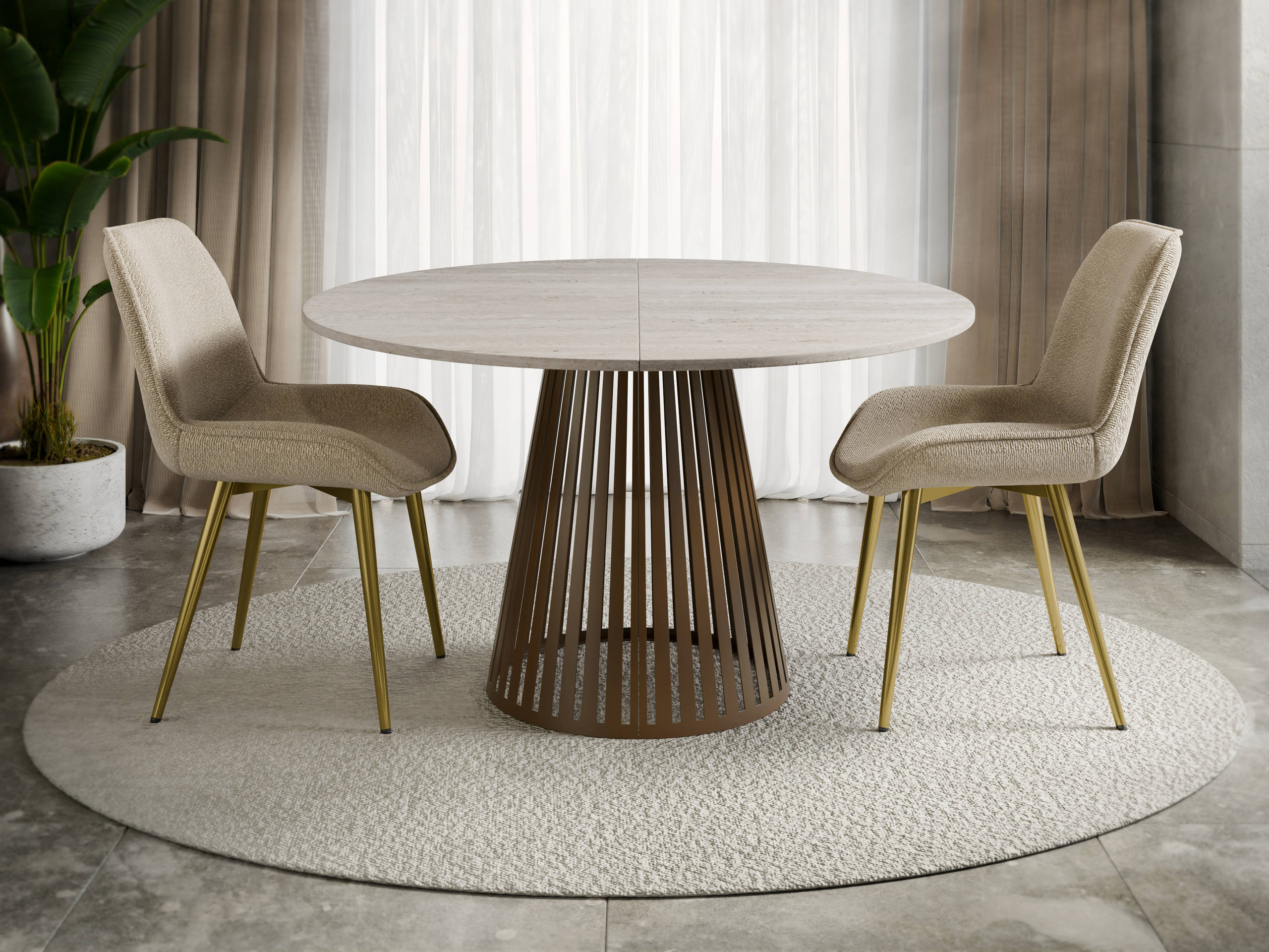 Table Prudentia (Light travertine + Brown)