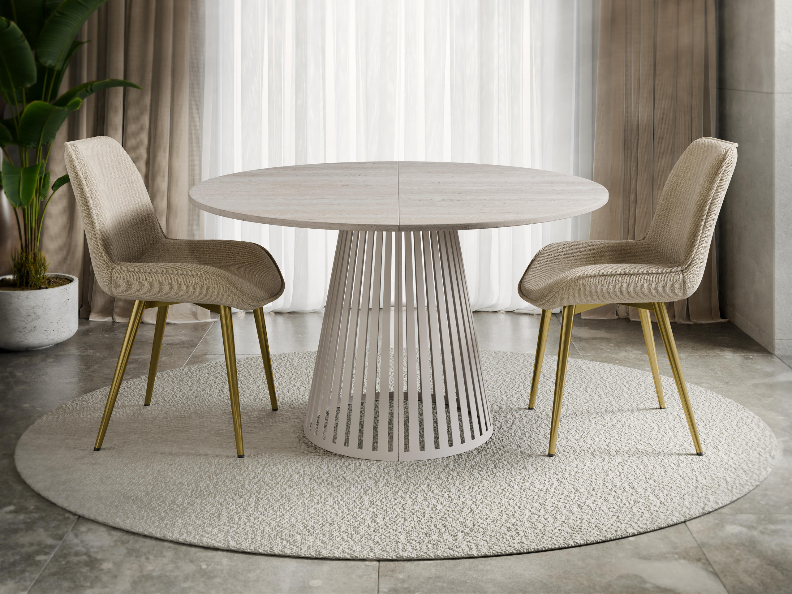 Table Prudentia (Light Travertine + Cashmere)
