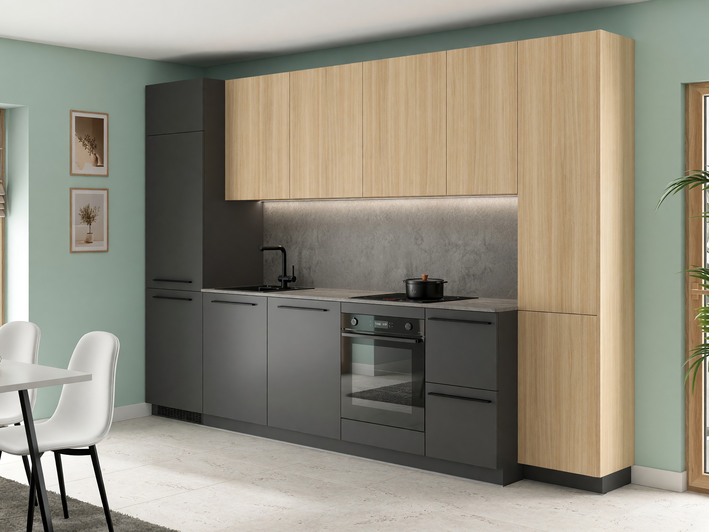 Kitchen set Boston 796 (Anthracite + Light oak)