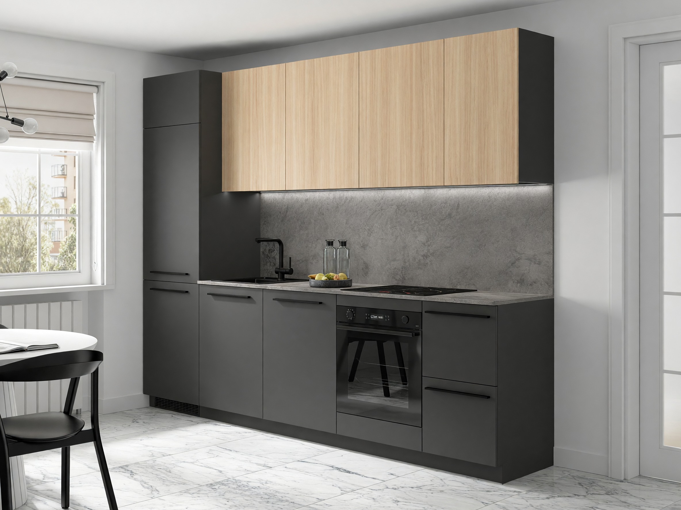 Kitchen set Boston 798 (Anthracite + Light oak)