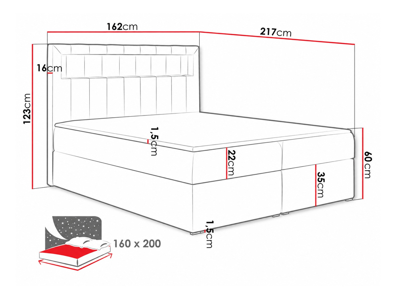 Continental bed Pomum (Magic Velvet 2217)