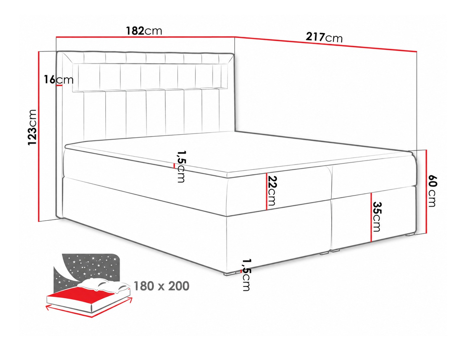 Continental bed Pomum (Magic Velvet 2225)