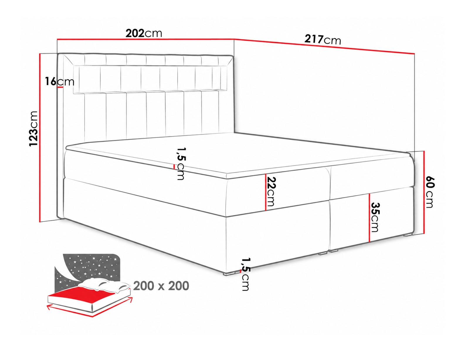 Continental bed Pomum (Magic Velvet 2225)