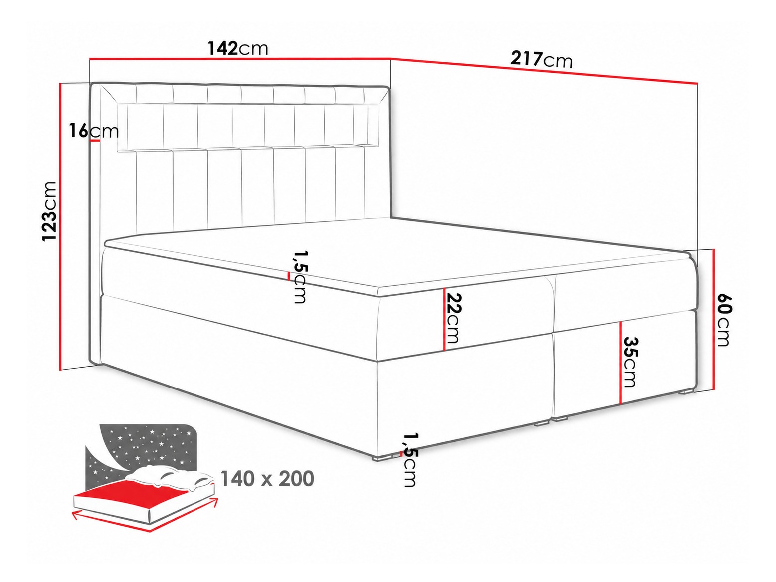 Continental bed Pomum (Soft 017)