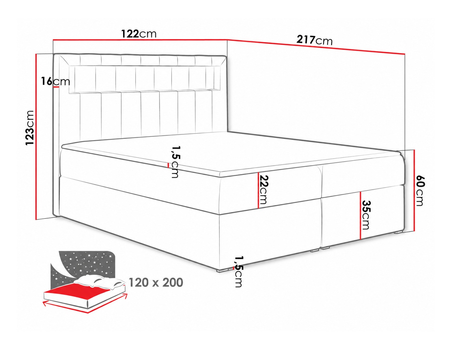 Continental bed Pomum (Velutto 11)