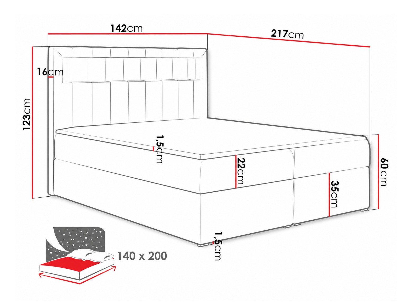 Continental bed Pomum (Velutto 11)