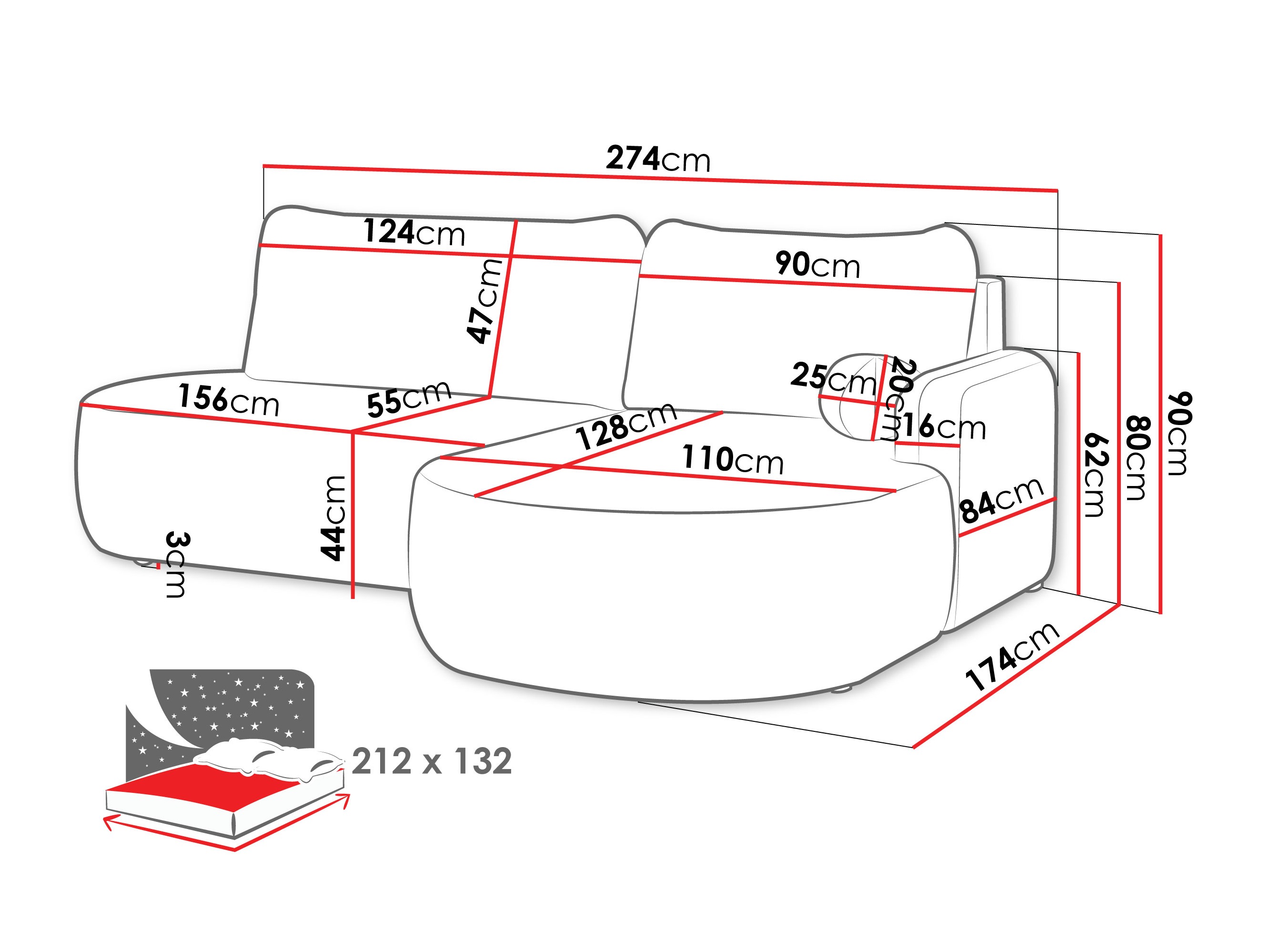 Corner sofa Comfivo Popis I (Poso 135)