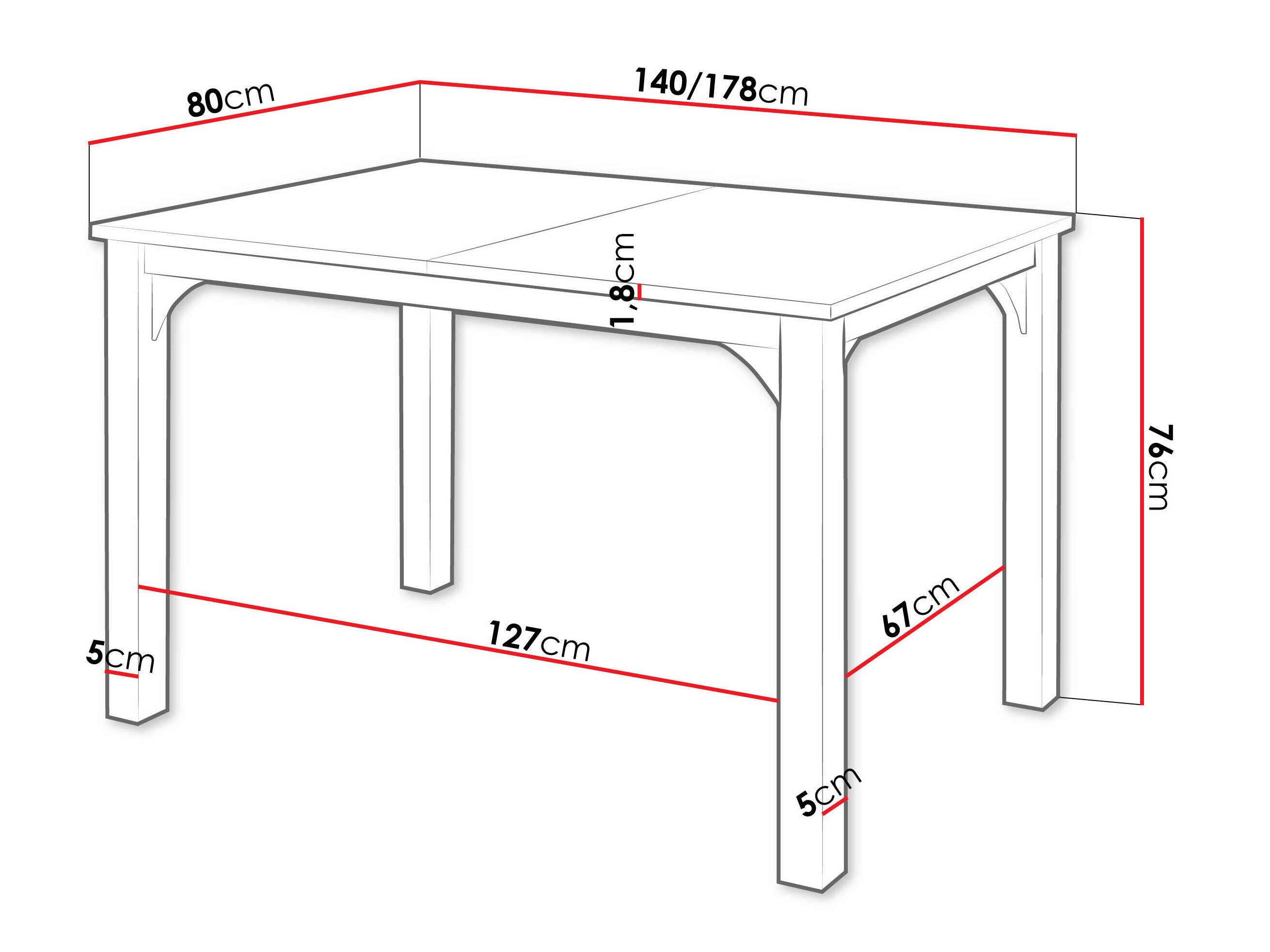 Table Oswego 136 (Graphite + Black)