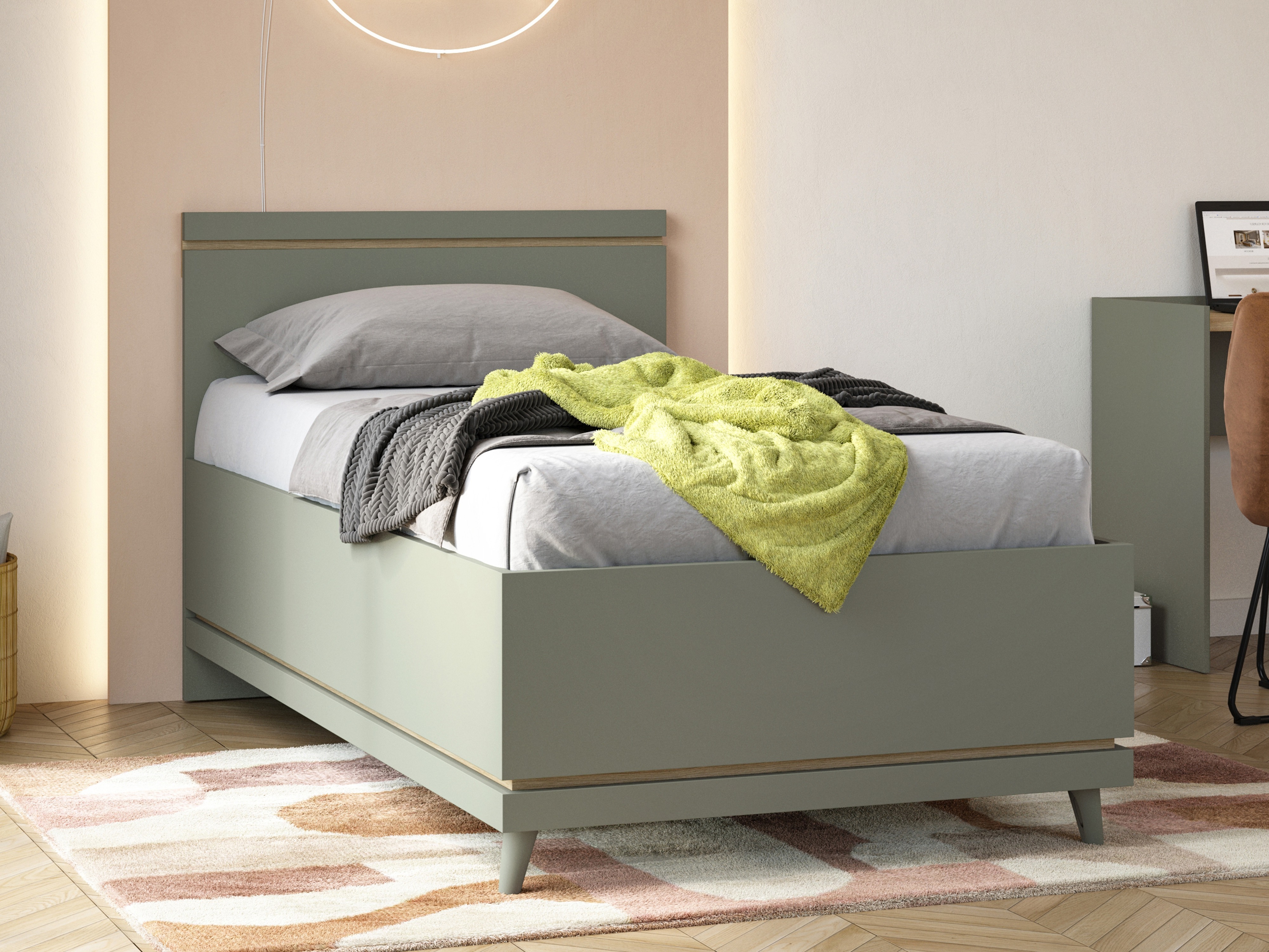 Bed Fertalu 107 (Green + Oak)