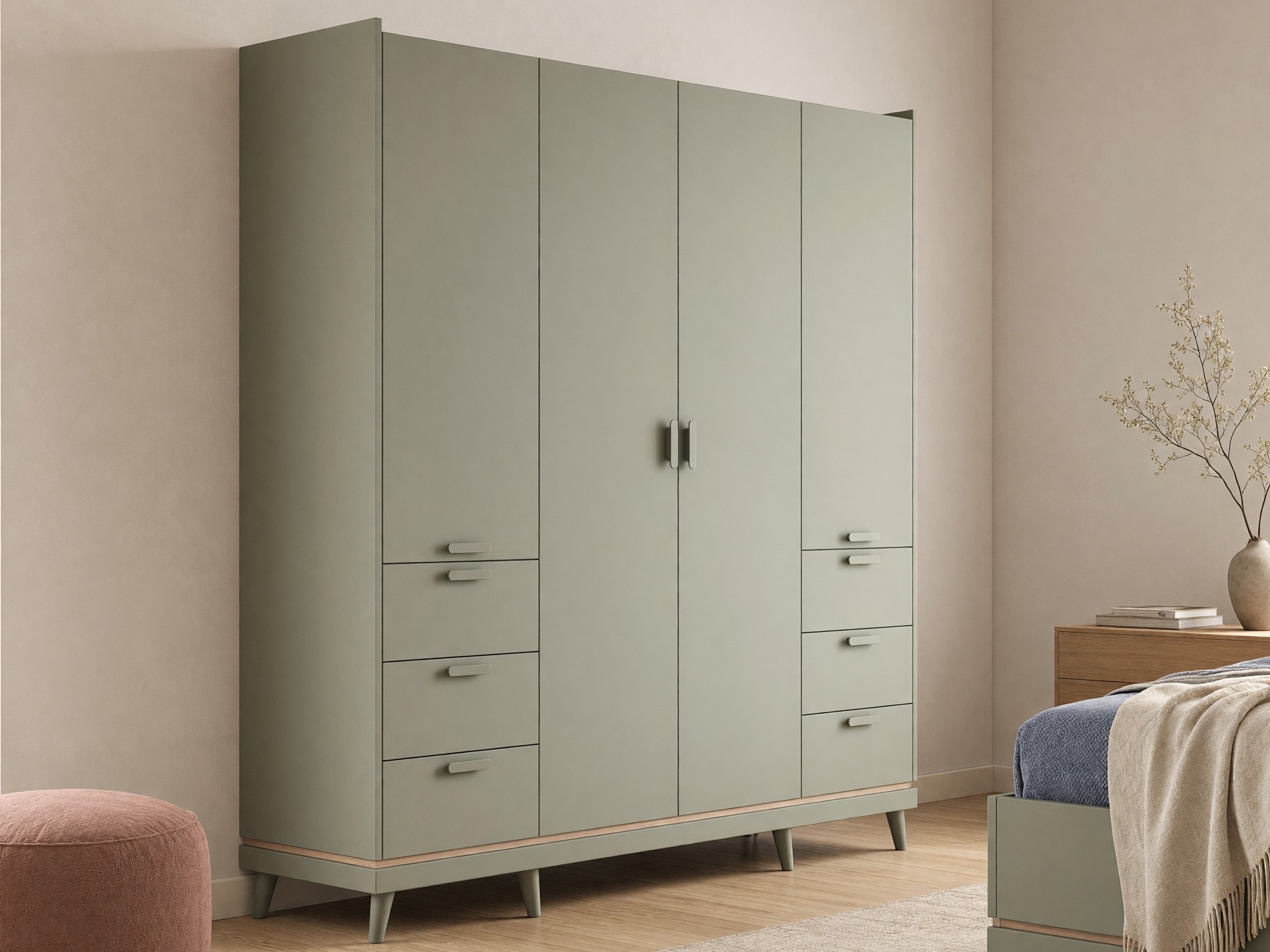 Wardrobe Fertalu 101 (Green + Oak)