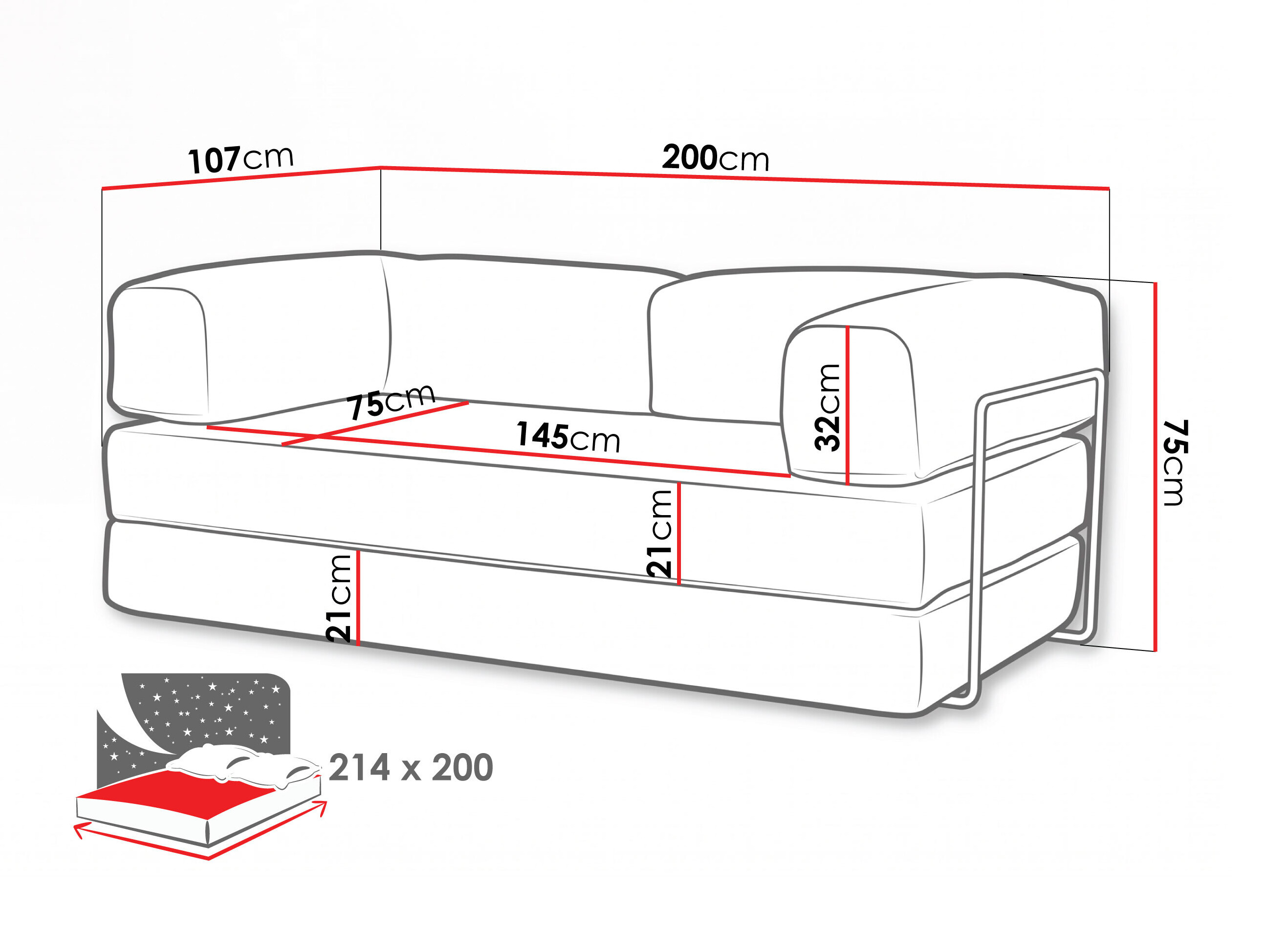 Sofa bed Carson 147 (Cruz 48)